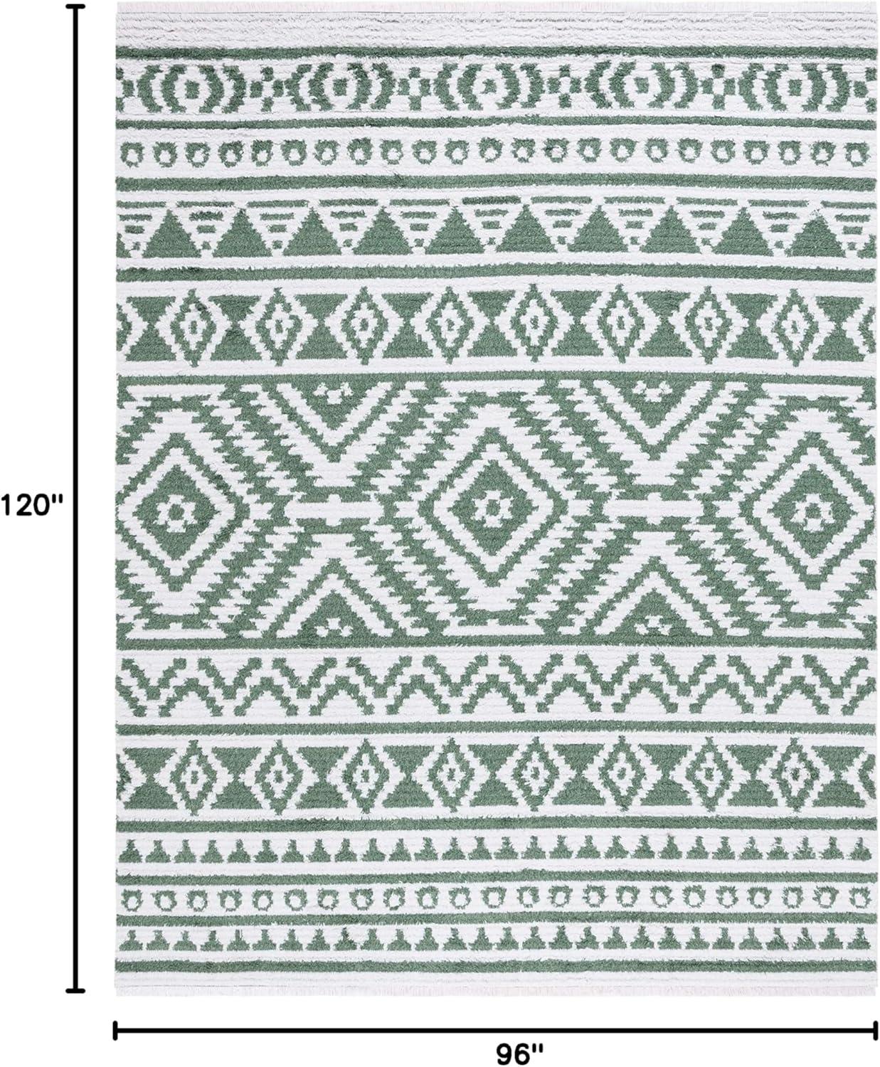 image:imageSAFAVIEH Area Rug 8x10 Augustine Collection Large Green amp Ivory Cotton Moroccan Boho Tribal Fringe Design Easy Cleaning Ideal for Living Room Bedroom Office Dining Space AGT849YGreenIvory