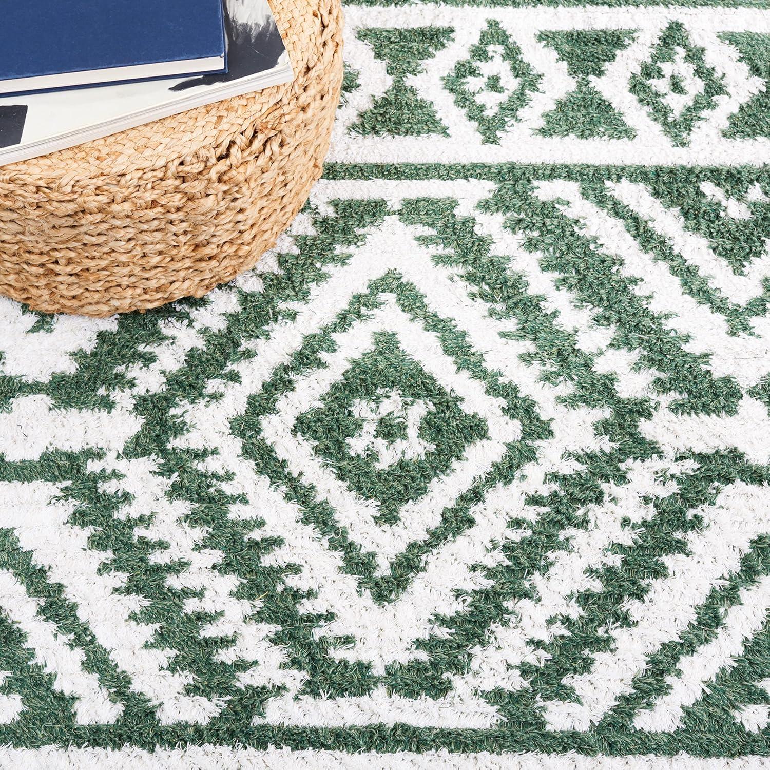 image:imageSAFAVIEH Area Rug 8x10 Augustine Collection Large Green amp Ivory Cotton Moroccan Boho Tribal Fringe Design Easy Cleaning Ideal for Living Room Bedroom Office Dining Space AGT849YGreenIvory