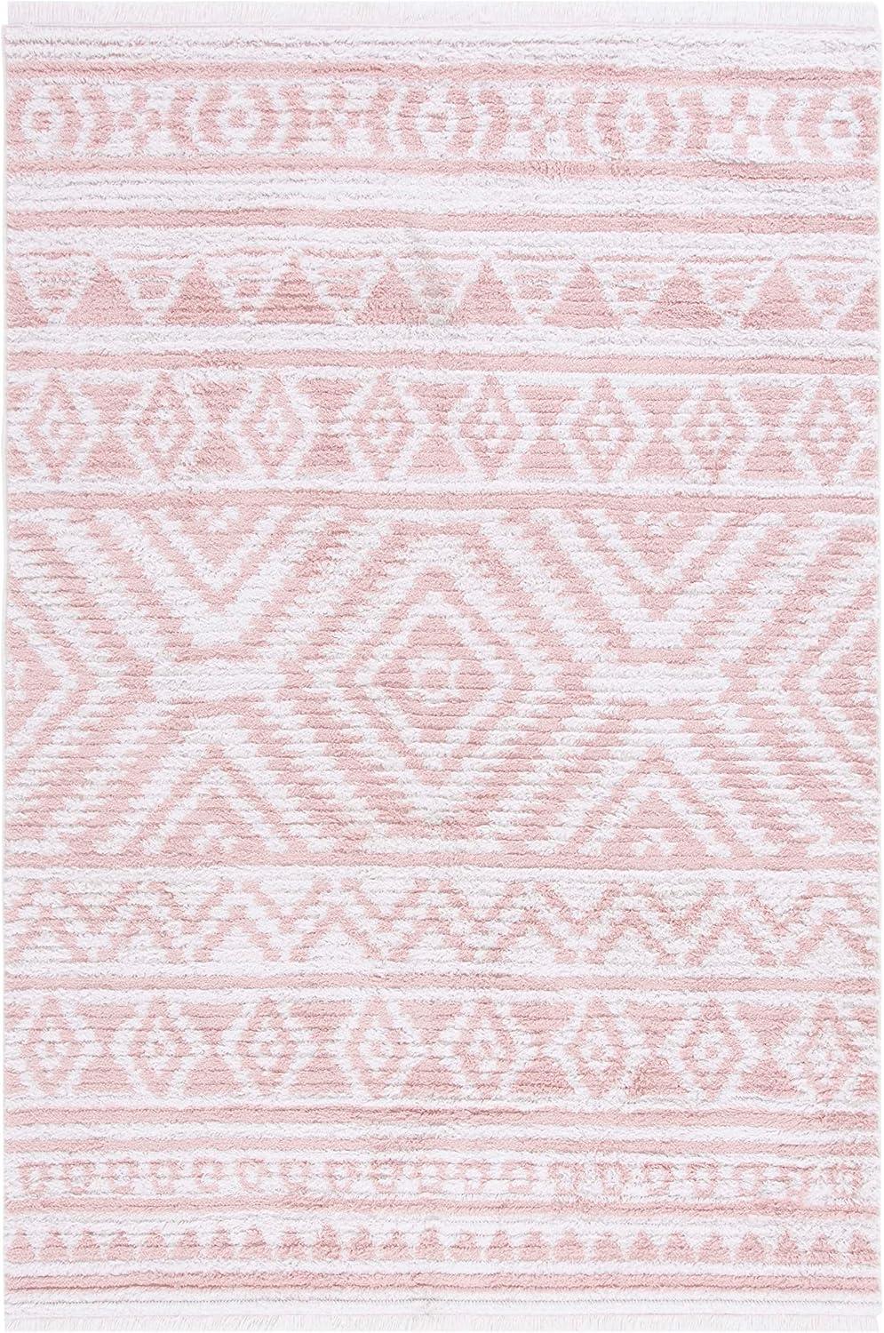 image:imageSAFAVIEH Area Rug 8x10 Augustine Collection Large Green amp Ivory Cotton Moroccan Boho Tribal Fringe Design Easy Cleaning Ideal for Living Room Bedroom Office Dining Space AGT849YIvoryPink