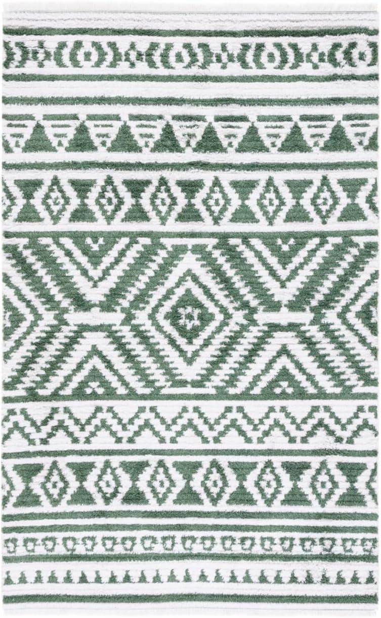 image:imageSAFAVIEH Area Rug 8x10 Augustine Collection Large Green amp Ivory Cotton Moroccan Boho Tribal Fringe Design Easy Cleaning Ideal for Living Room Bedroom Office Dining Space AGT849YGreenIvory