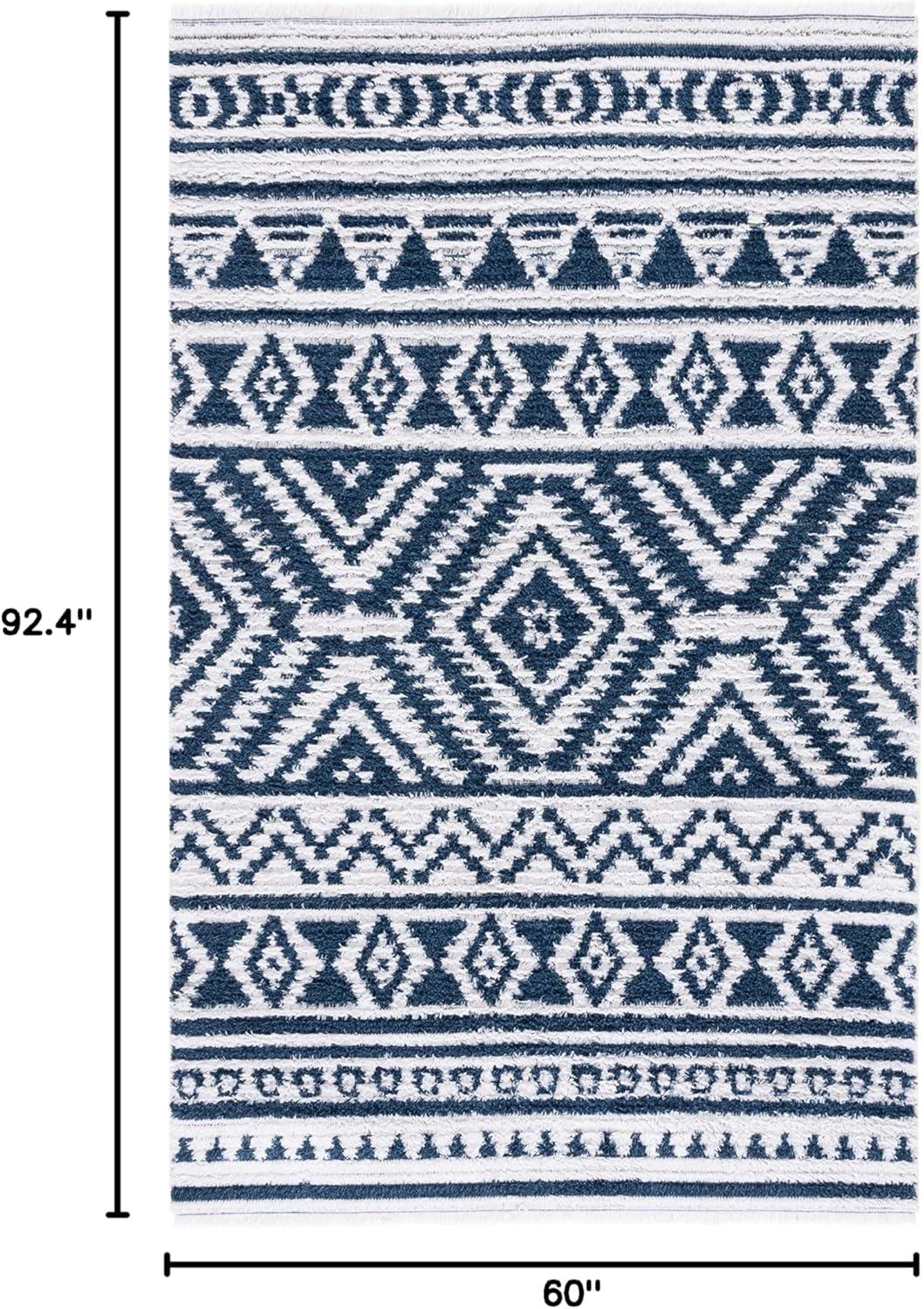 image:imageSAFAVIEH Area Rug 8x10 Augustine Collection Large Green amp Ivory Cotton Moroccan Boho Tribal Fringe Design Easy Cleaning Ideal for Living Room Bedroom Office Dining Space AGT849YNavyIvory