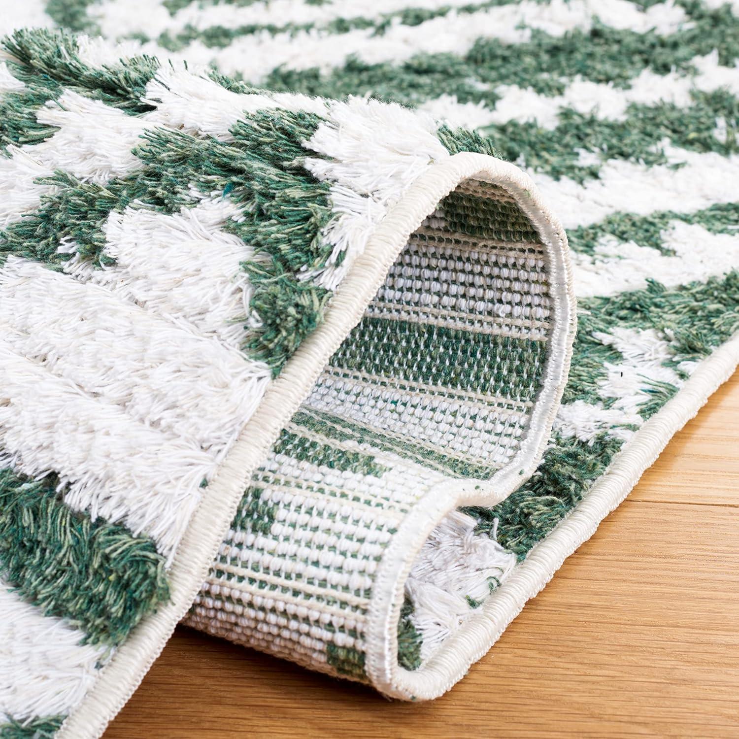 image:imageSAFAVIEH Area Rug 8x10 Augustine Collection Large Green amp Ivory Cotton Moroccan Boho Tribal Fringe Design Easy Cleaning Ideal for Living Room Bedroom Office Dining Space AGT849YGreenIvory