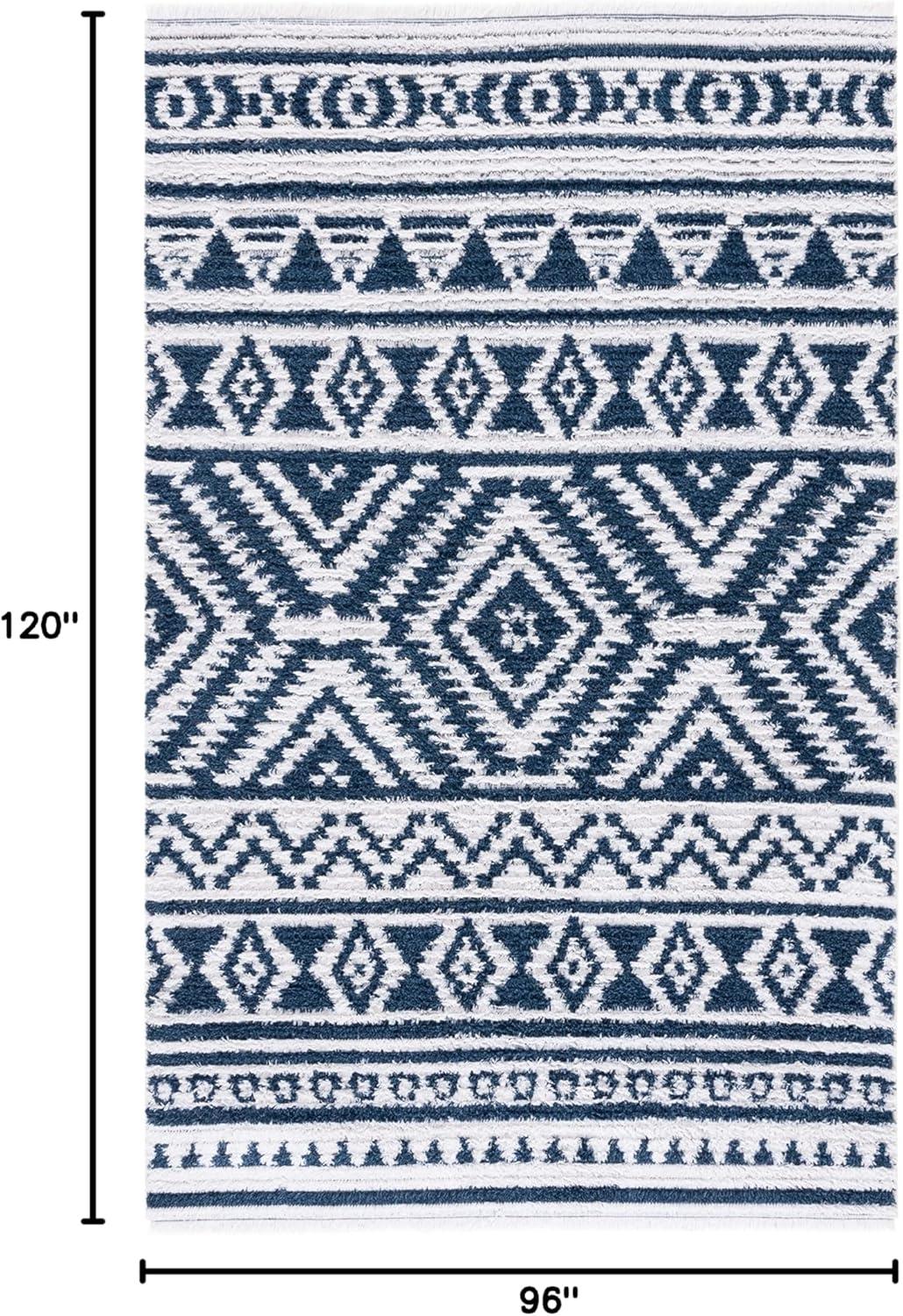 image:imageSAFAVIEH Area Rug 8x10 Augustine Collection Large Green amp Ivory Cotton Moroccan Boho Tribal Fringe Design Easy Cleaning Ideal for Living Room Bedroom Office Dining Space AGT849YNavyIvory