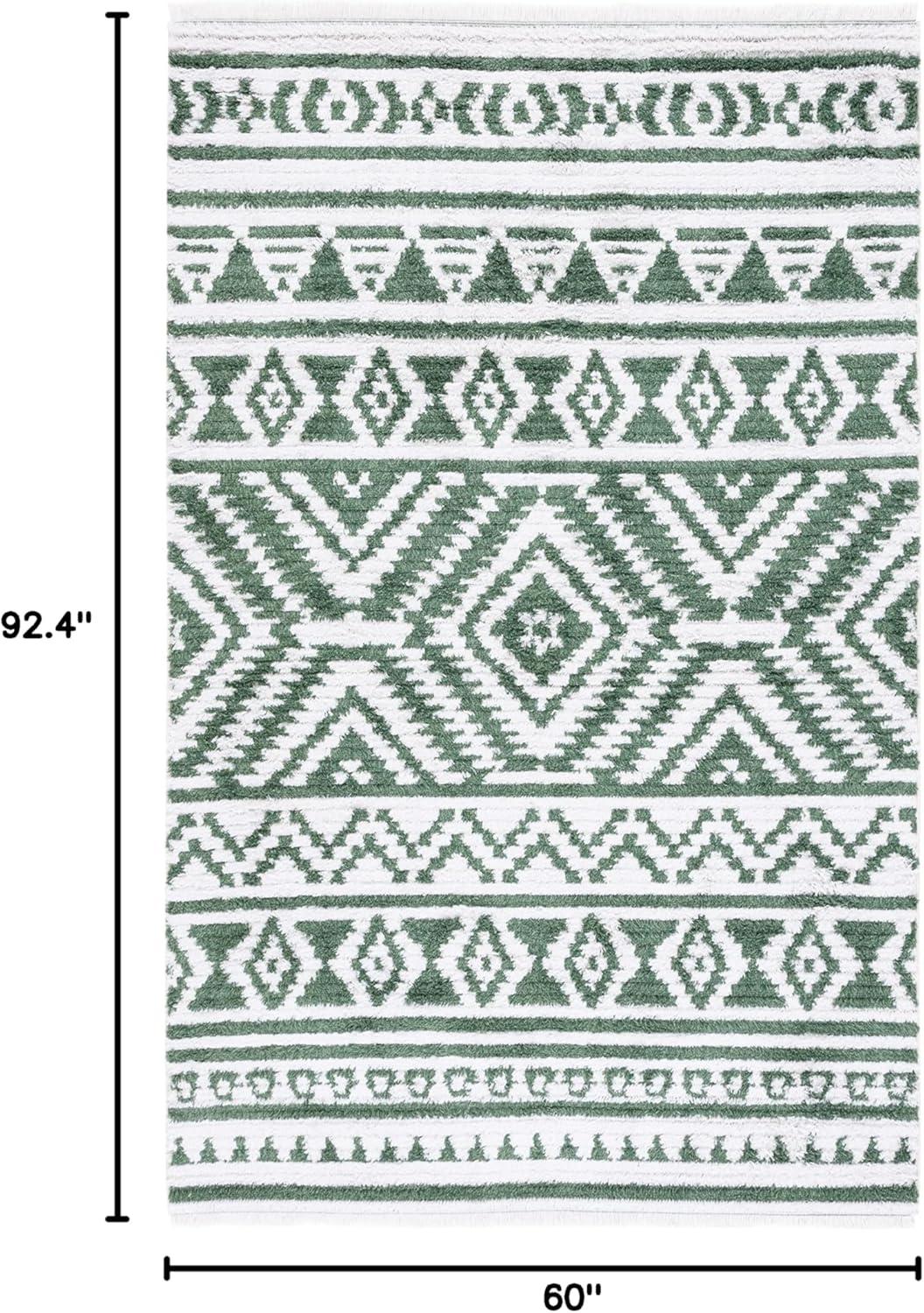 image:imageSAFAVIEH Area Rug 8x10 Augustine Collection Large Green amp Ivory Cotton Moroccan Boho Tribal Fringe Design Easy Cleaning Ideal for Living Room Bedroom Office Dining Space AGT849YGreenIvory