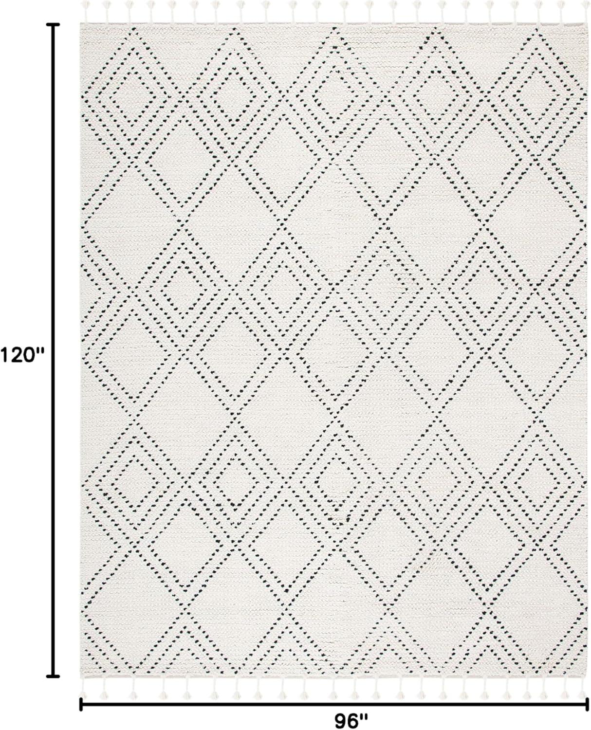 image:imageSAFAVIEH Area Rug 8x10 Casablanca Collection Large Ivory amp Black Handmade Wool Moroccan Boho Braided Tassel Ideal for Living Room Bedroom Dining Space CSB676ZIvoryBlack