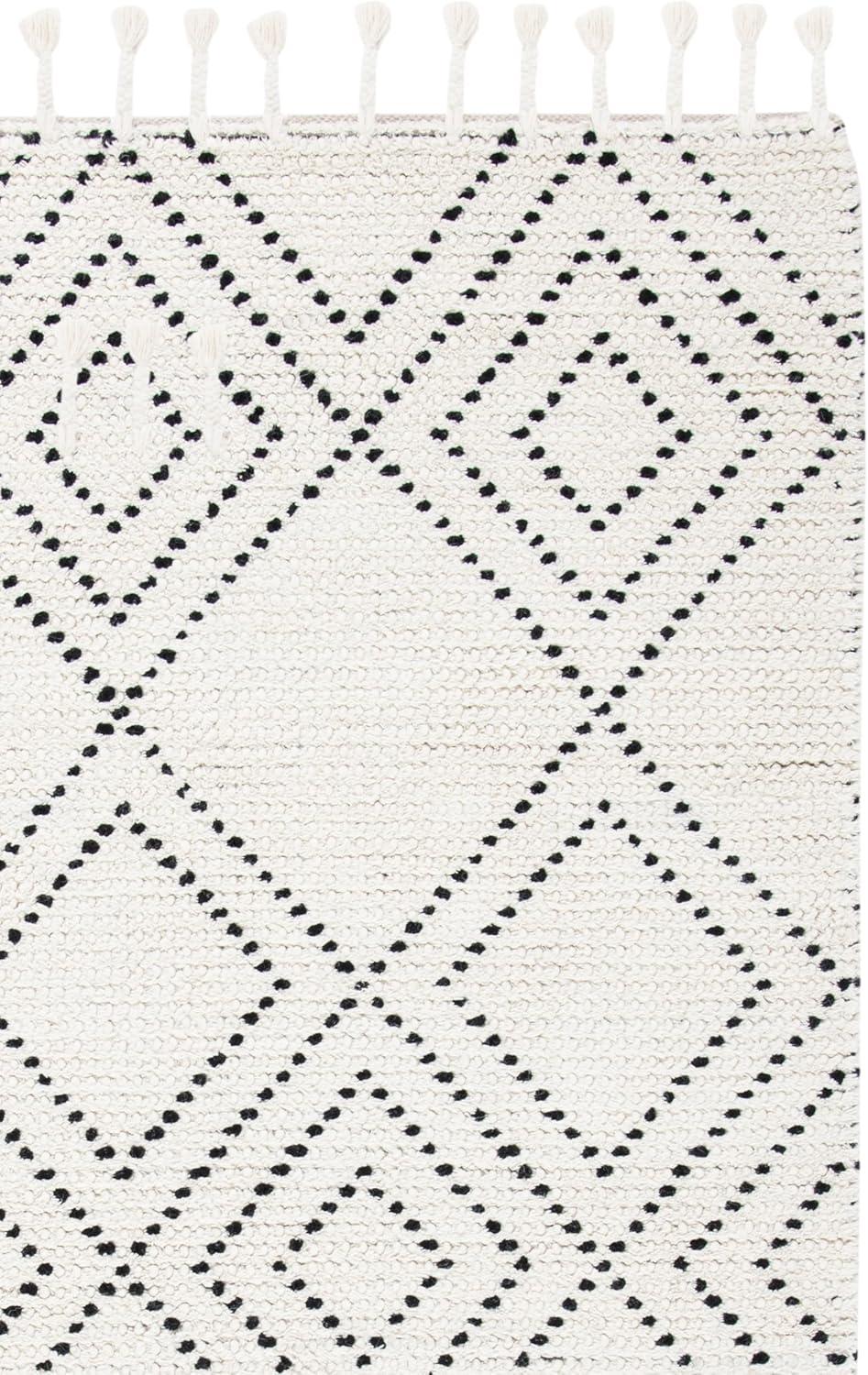 image:imageSAFAVIEH Area Rug 8x10 Casablanca Collection Large Ivory amp Black Handmade Wool Moroccan Boho Braided Tassel Ideal for Living Room Bedroom Dining Space CSB676ZIvoryBlack