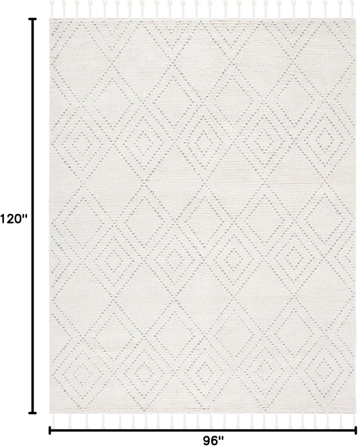 image:imageSAFAVIEH Area Rug 8x10 Casablanca Collection Large Ivory amp Black Handmade Wool Moroccan Boho Braided Tassel Ideal for Living Room Bedroom Dining Space CSB676ZIvoryGrey