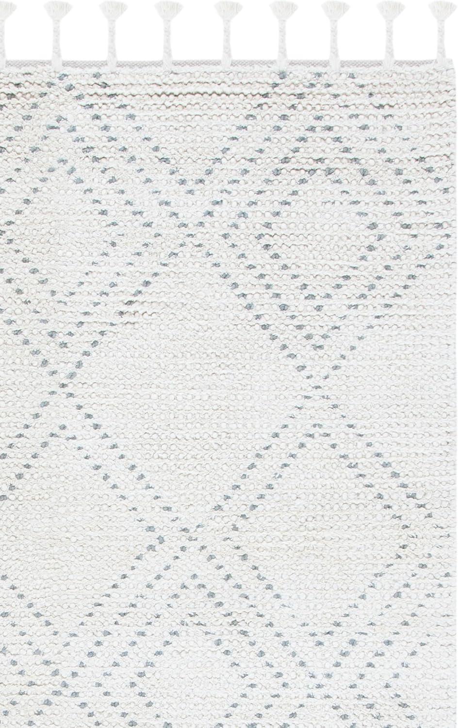 image:imageSAFAVIEH Area Rug 8x10 Casablanca Collection Large Ivory amp Black Handmade Wool Moroccan Boho Braided Tassel Ideal for Living Room Bedroom Dining Space CSB676ZIvoryGrey