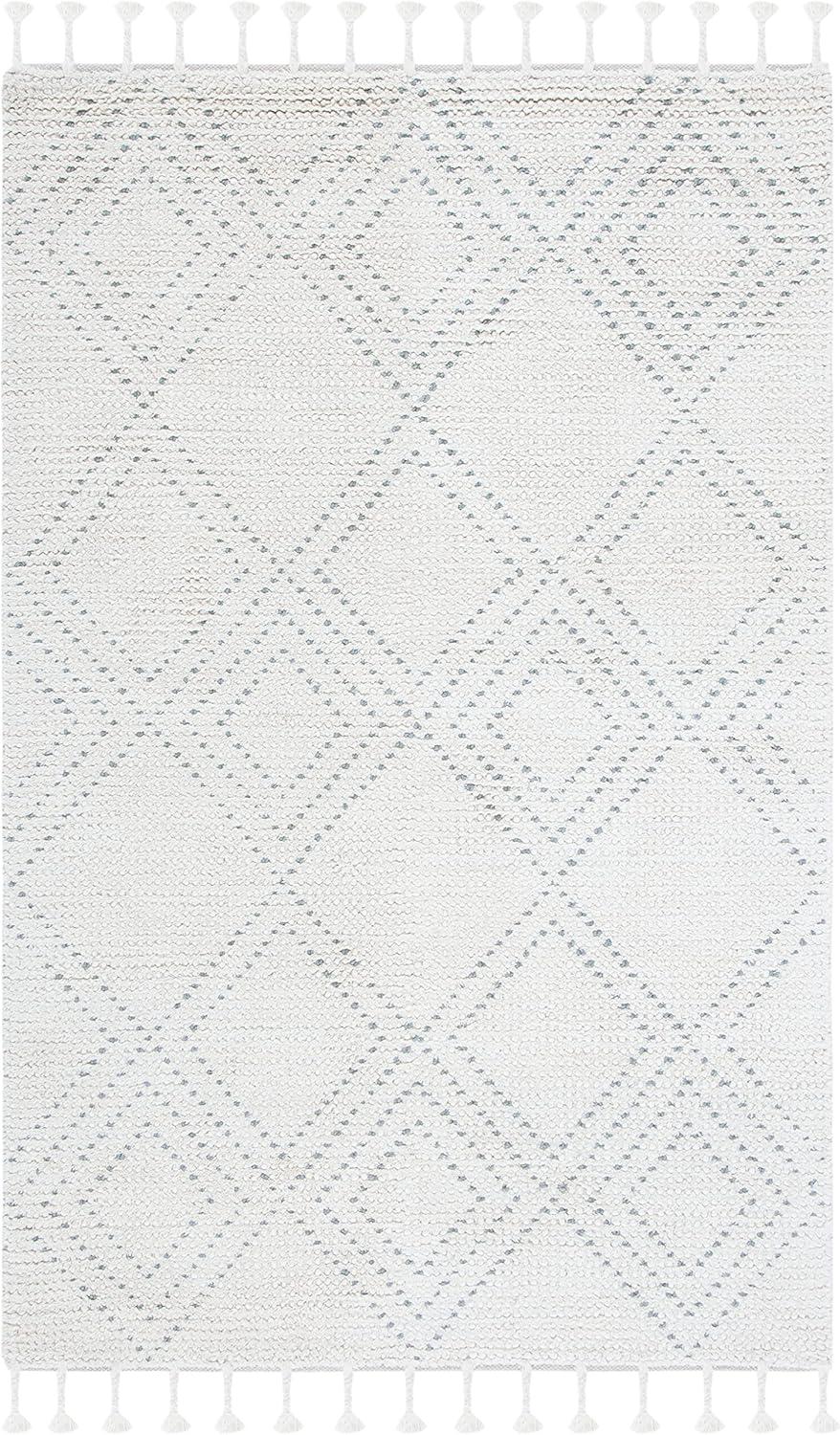 image:imageSAFAVIEH Area Rug 8x10 Casablanca Collection Large Ivory amp Black Handmade Wool Moroccan Boho Braided Tassel Ideal for Living Room Bedroom Dining Space CSB676ZIvoryGrey