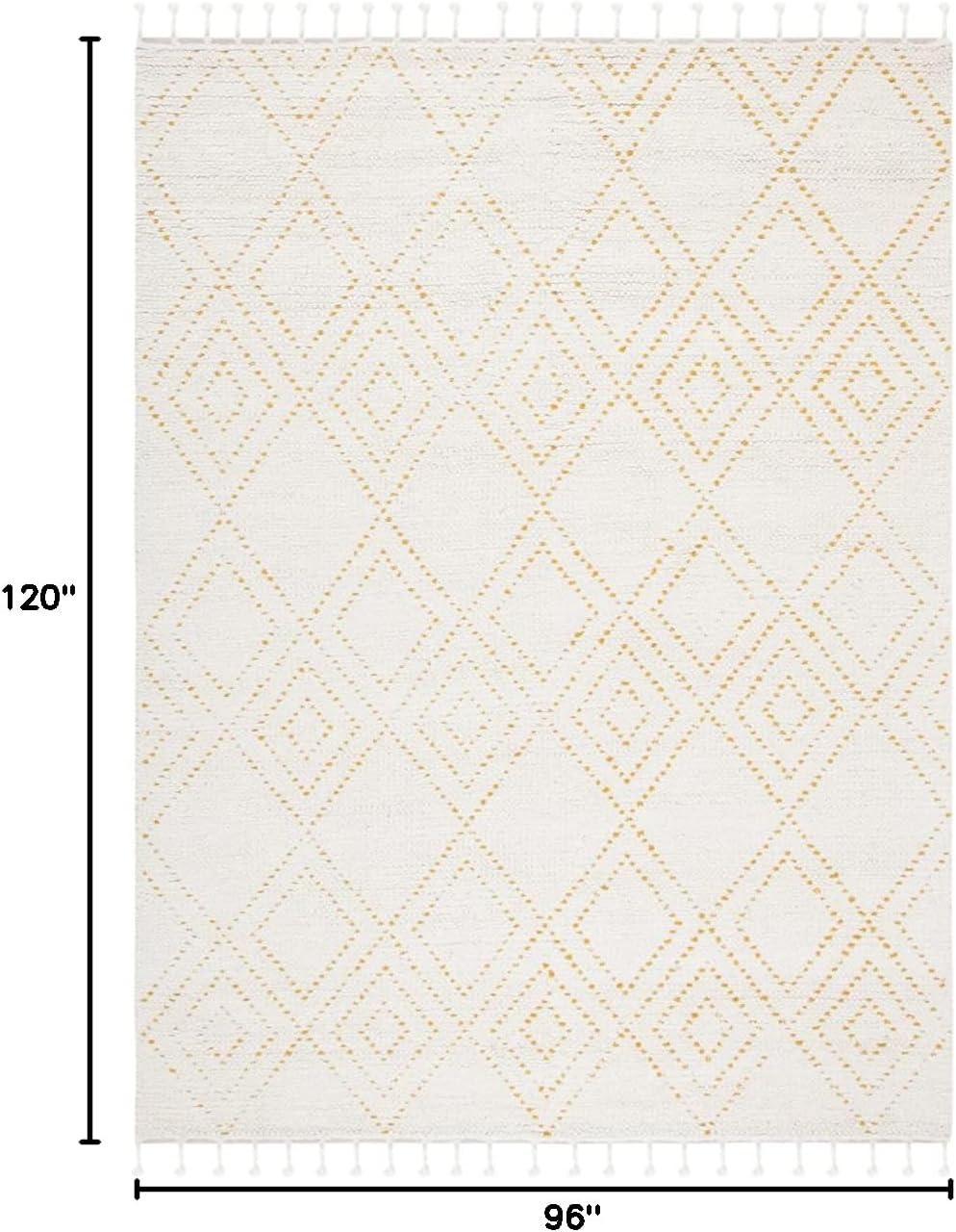 image:imageSAFAVIEH Area Rug 8x10 Casablanca Collection Large Ivory amp Black Handmade Wool Moroccan Boho Braided Tassel Ideal for Living Room Bedroom Dining Space CSB676ZIvoryGold