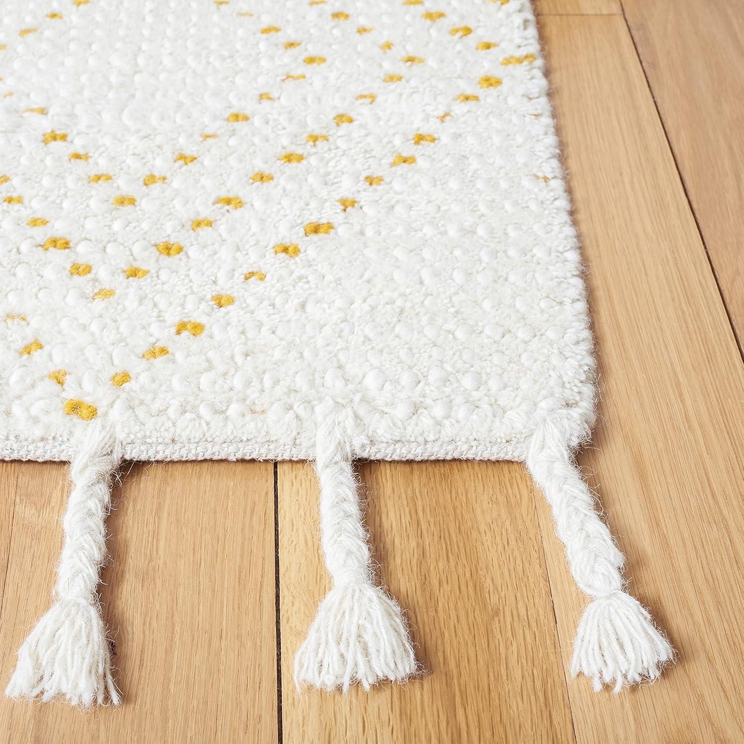 image:imageSAFAVIEH Area Rug 8x10 Casablanca Collection Large Ivory amp Black Handmade Wool Moroccan Boho Braided Tassel Ideal for Living Room Bedroom Dining Space CSB676ZIvoryGold