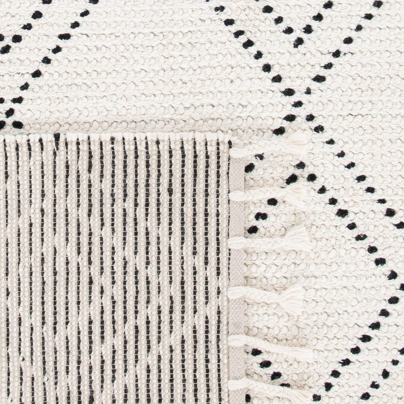 image:imageSAFAVIEH Area Rug 8x10 Casablanca Collection Large Ivory amp Black Handmade Wool Moroccan Boho Braided Tassel Ideal for Living Room Bedroom Dining Space CSB676ZIvoryBlack