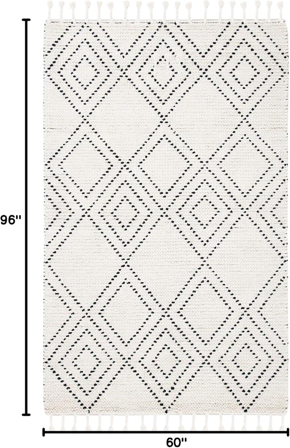 image:imageSAFAVIEH Area Rug 8x10 Casablanca Collection Large Ivory amp Black Handmade Wool Moroccan Boho Braided Tassel Ideal for Living Room Bedroom Dining Space CSB676ZIvoryBlack