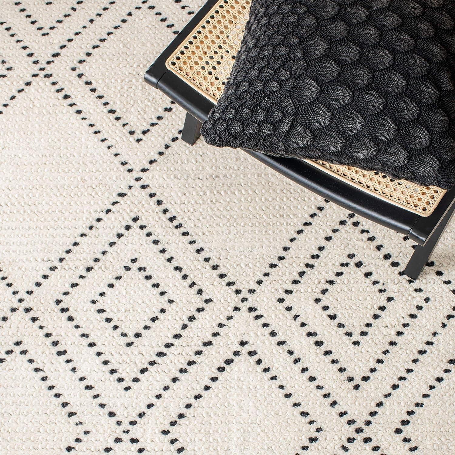 image:imageSAFAVIEH Area Rug 8x10 Casablanca Collection Large Ivory amp Black Handmade Wool Moroccan Boho Braided Tassel Ideal for Living Room Bedroom Dining Space CSB676ZIvoryBlack