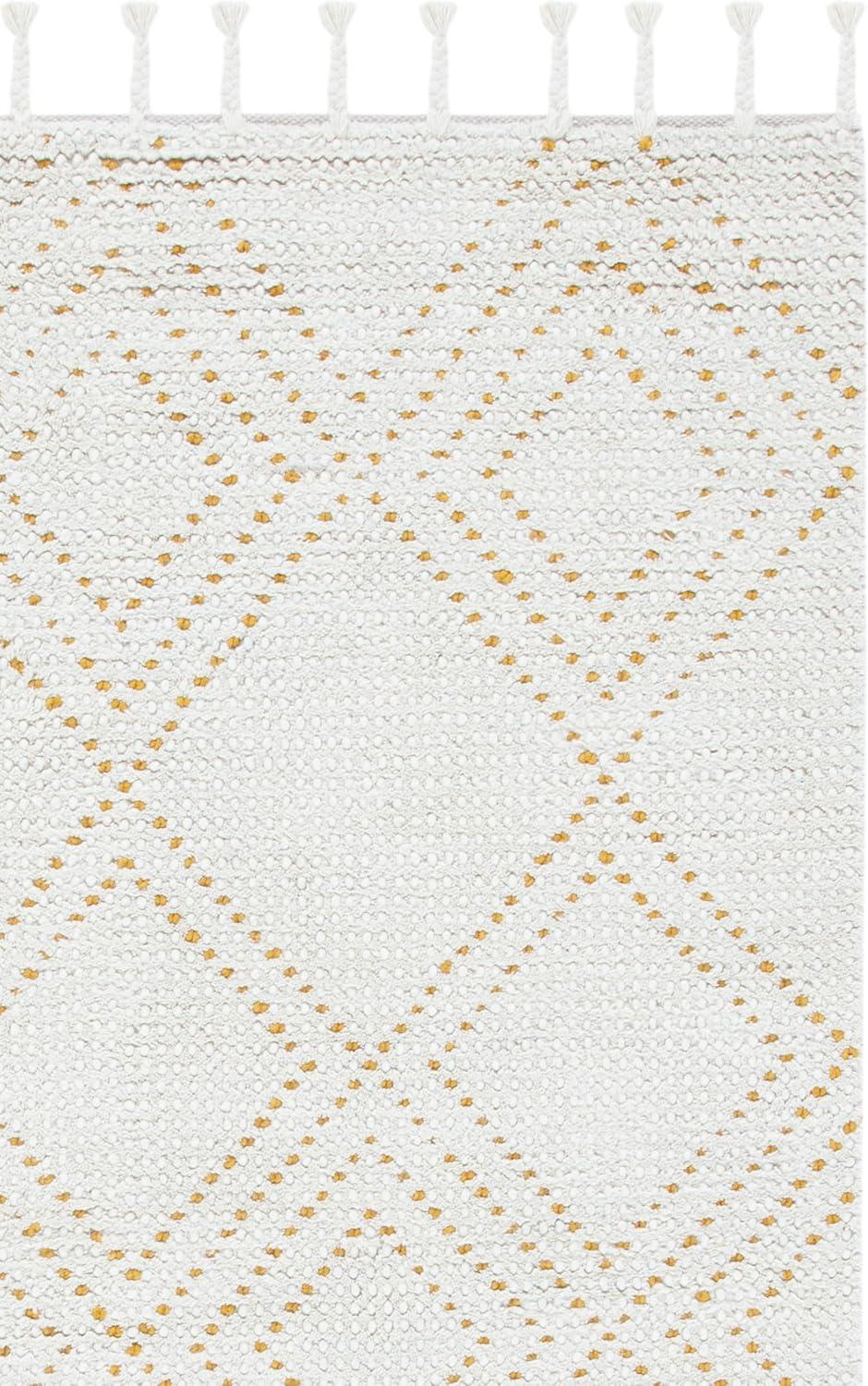 image:imageSAFAVIEH Area Rug 8x10 Casablanca Collection Large Ivory amp Black Handmade Wool Moroccan Boho Braided Tassel Ideal for Living Room Bedroom Dining Space CSB676ZIvoryGold