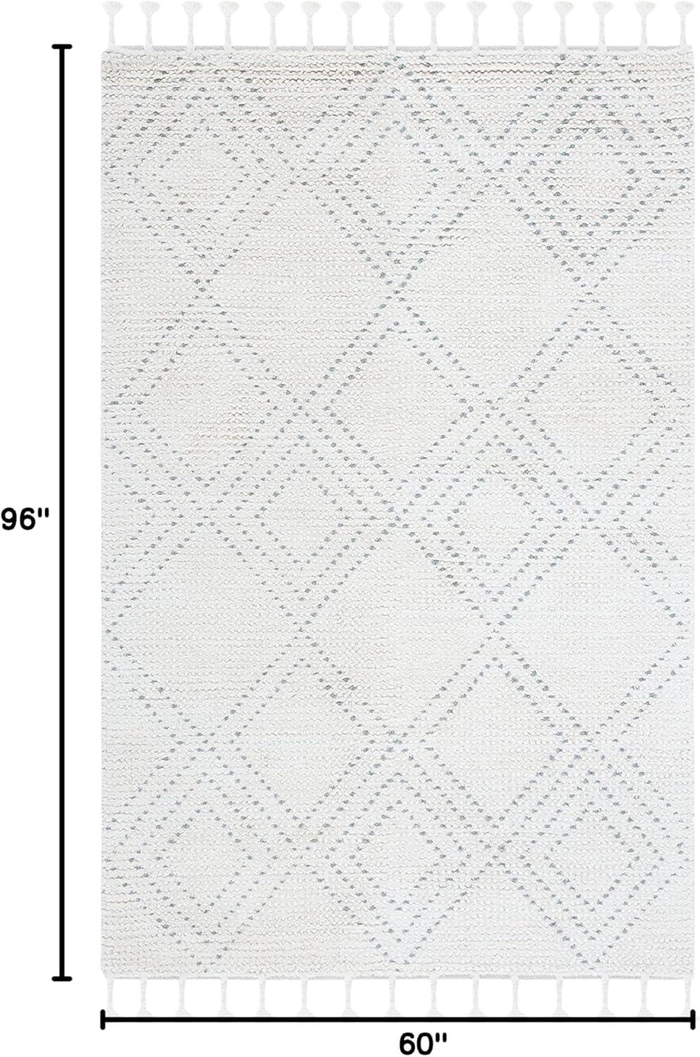 image:imageSAFAVIEH Area Rug 8x10 Casablanca Collection Large Ivory amp Black Handmade Wool Moroccan Boho Braided Tassel Ideal for Living Room Bedroom Dining Space CSB676ZIvoryGrey