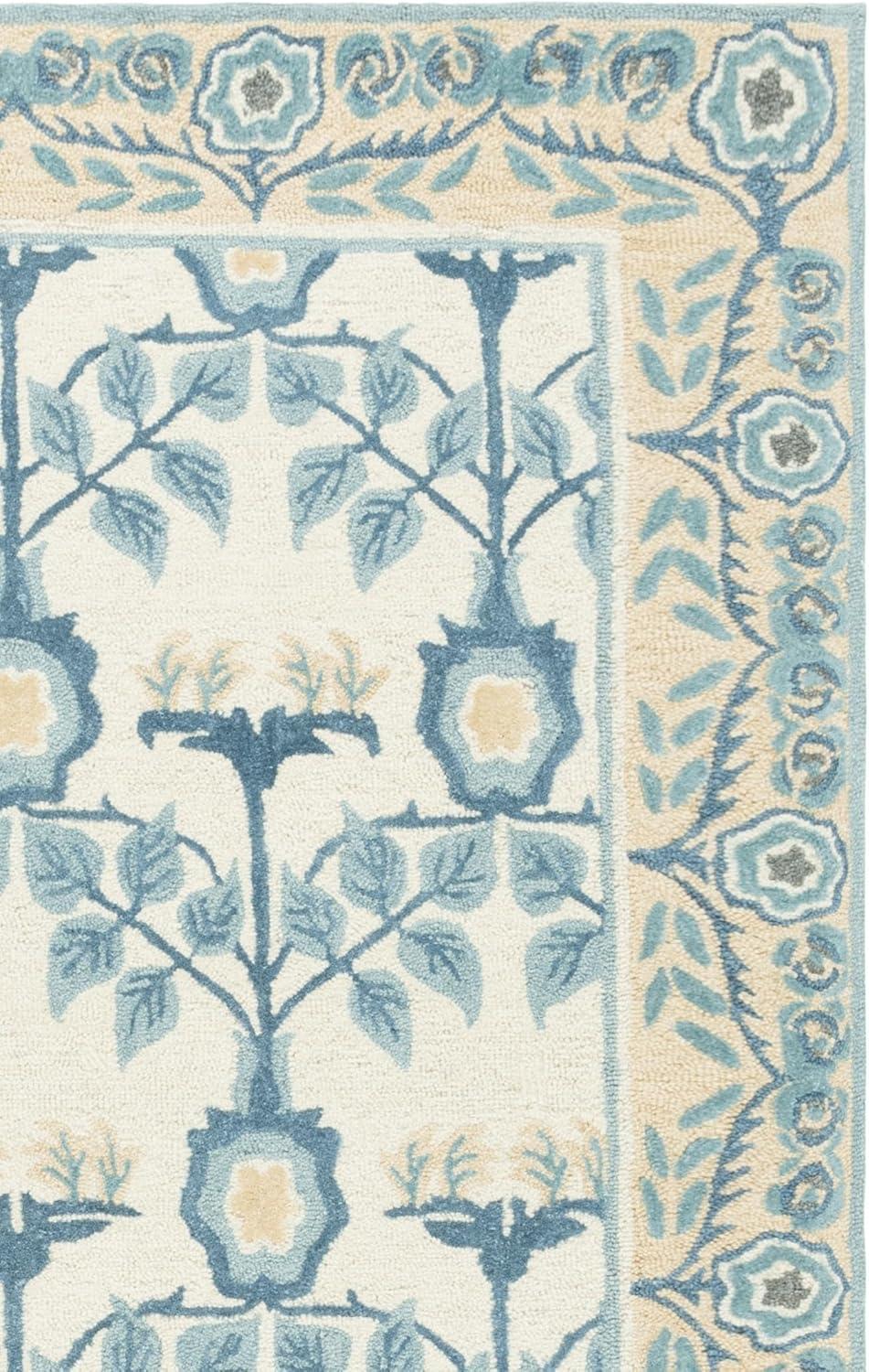 image:imageSAFAVIEH Area Rug 8x10 Earthly Treasures Collection Large Ivory amp Blue Handmade Wool amp Viscose Ideal for Living Room Bedroom Dining Space ET215MIvoryBlue