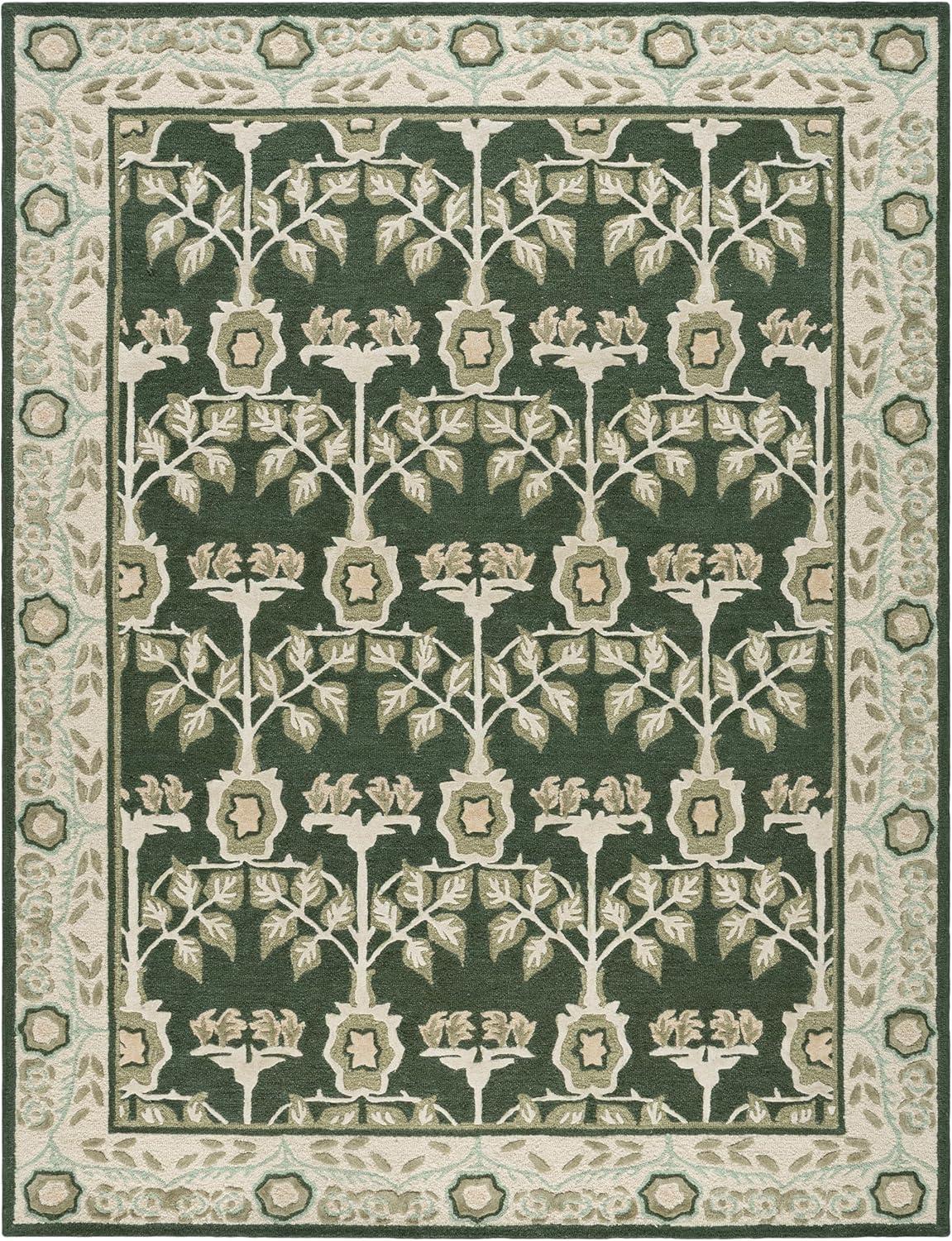 image:imageSAFAVIEH Area Rug 8x10 Earthly Treasures Collection Large Ivory amp Blue Handmade Wool amp Viscose Ideal for Living Room Bedroom Dining Space ET215MGreenIvory