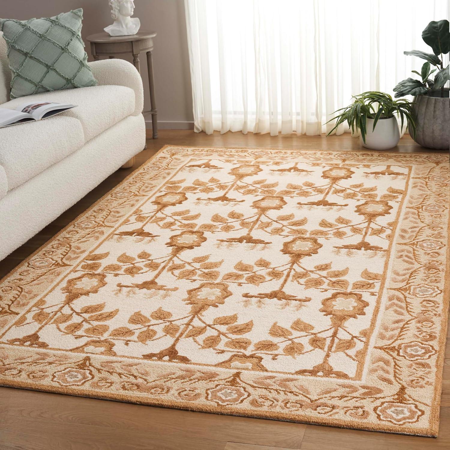 image:imageSAFAVIEH Area Rug 8x10 Earthly Treasures Collection Large Ivory amp Blue Handmade Wool amp Viscose Ideal for Living Room Bedroom Dining Space ET215MIvoryBrown