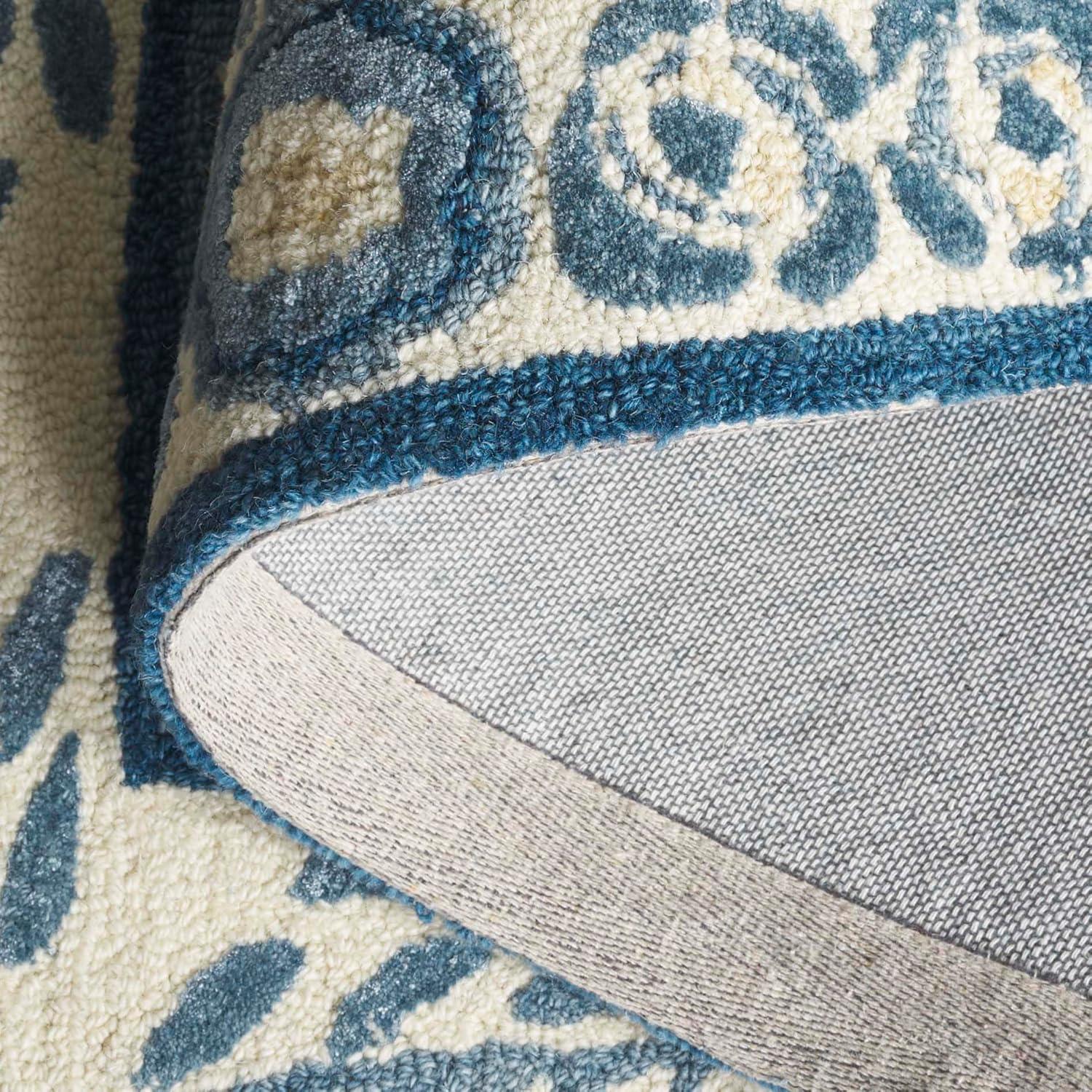image:imageSAFAVIEH Area Rug 8x10 Earthly Treasures Collection Large Ivory amp Blue Handmade Wool amp Viscose Ideal for Living Room Bedroom Dining Space ET215MNavyIvory