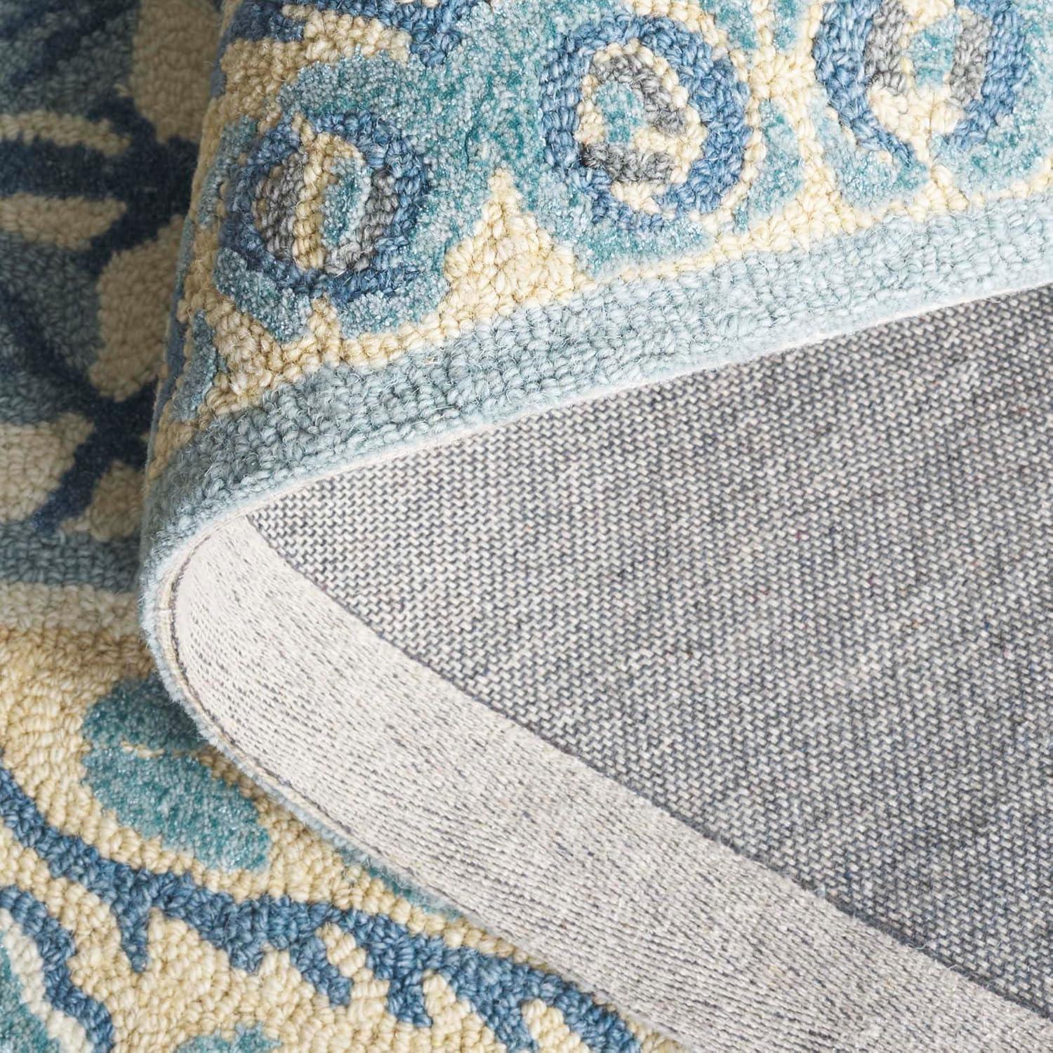 image:imageSAFAVIEH Area Rug 8x10 Earthly Treasures Collection Large Ivory amp Blue Handmade Wool amp Viscose Ideal for Living Room Bedroom Dining Space ET215MIvoryBlue