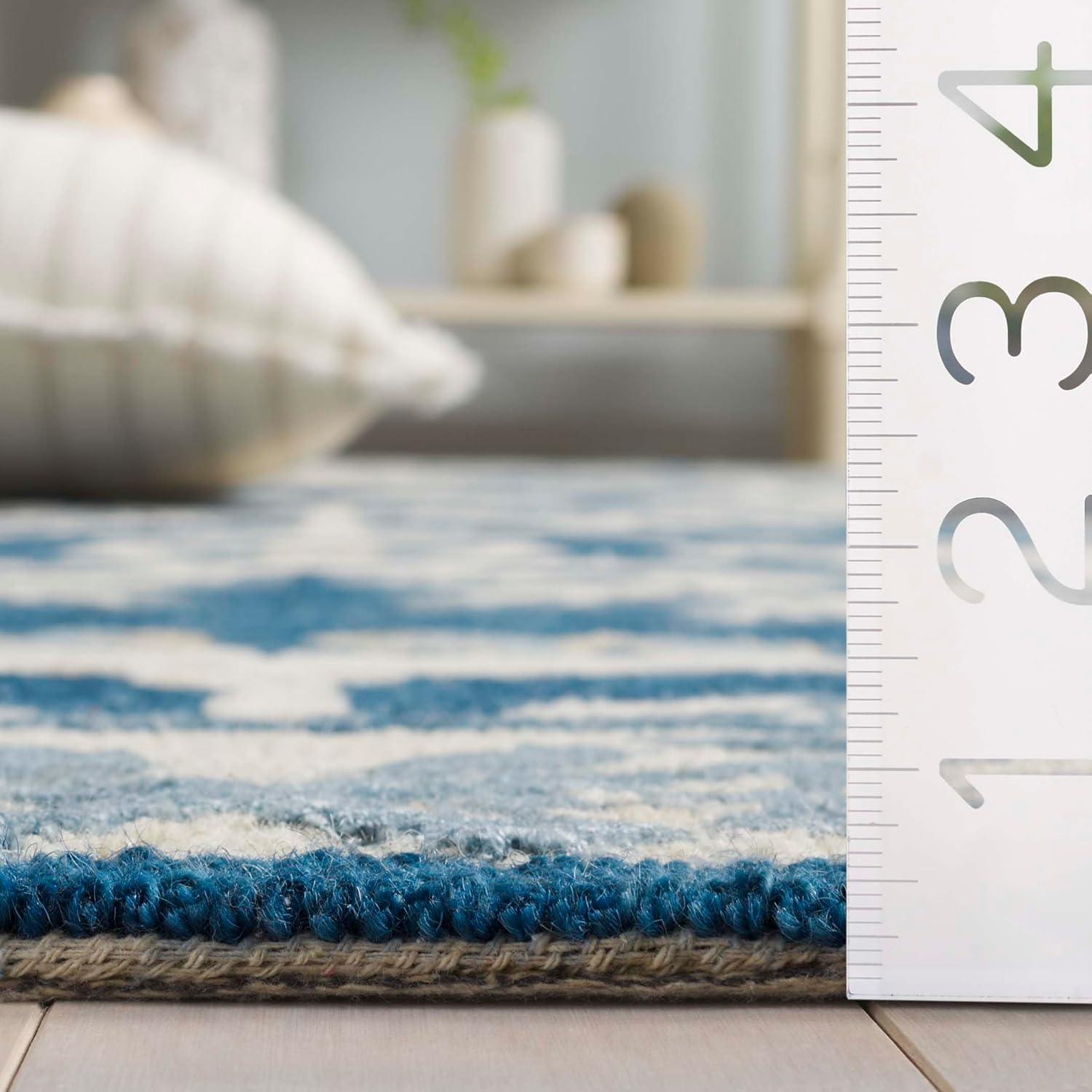image:imageSAFAVIEH Area Rug 8x10 Earthly Treasures Collection Large Ivory amp Blue Handmade Wool amp Viscose Ideal for Living Room Bedroom Dining Space ET215MNavyIvory