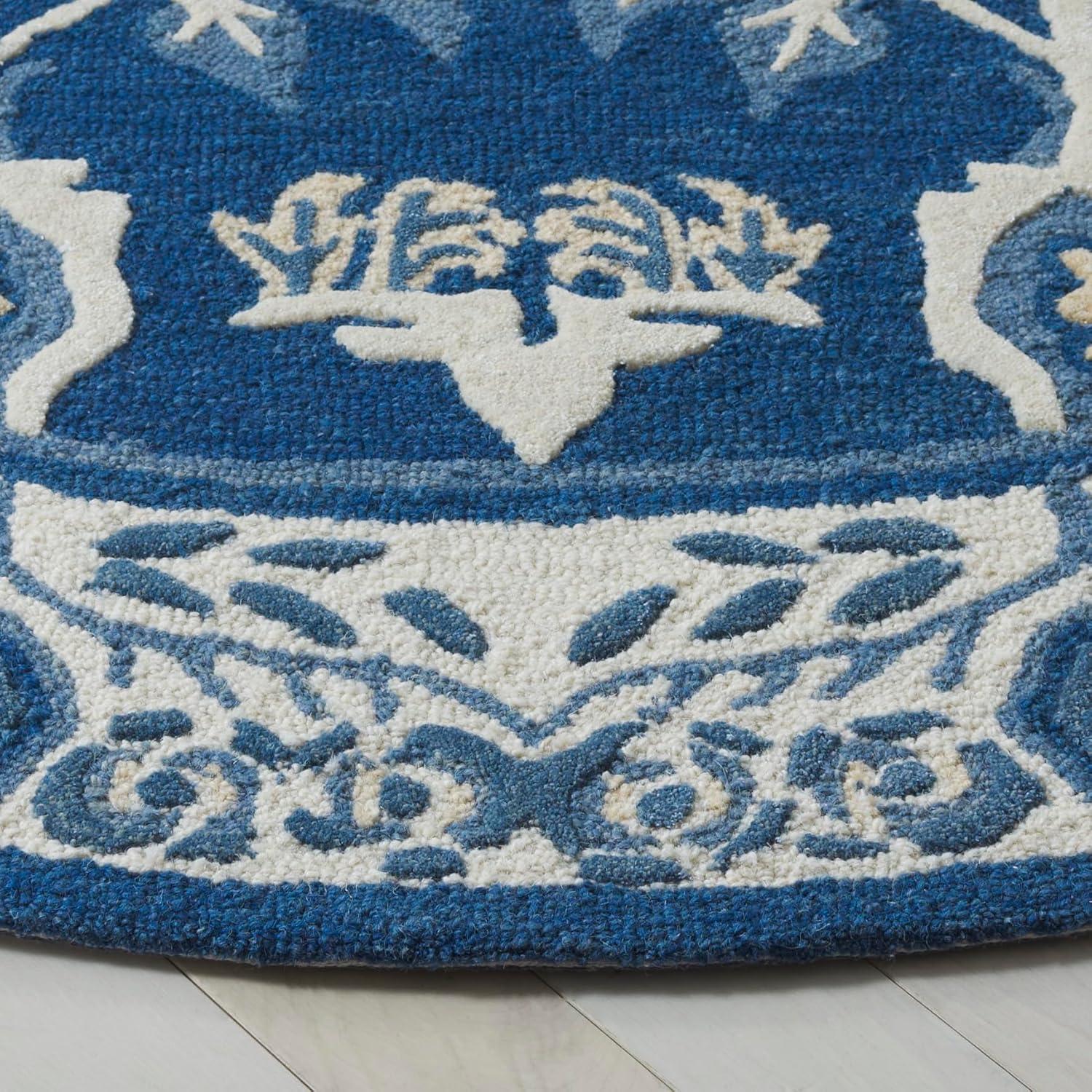 image:imageSAFAVIEH Area Rug 8x10 Earthly Treasures Collection Large Ivory amp Blue Handmade Wool amp Viscose Ideal for Living Room Bedroom Dining Space ET215MNavyIvory