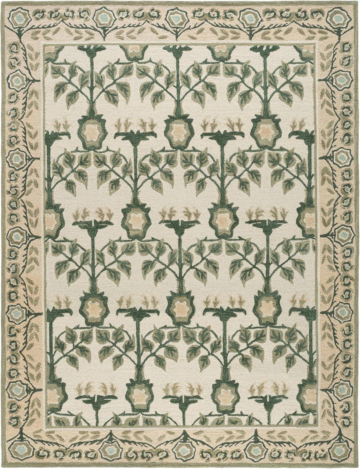 image:imageSAFAVIEH Area Rug 8x10 Earthly Treasures Collection Large Ivory amp Blue Handmade Wool amp Viscose Ideal for Living Room Bedroom Dining Space ET215MIvorySage