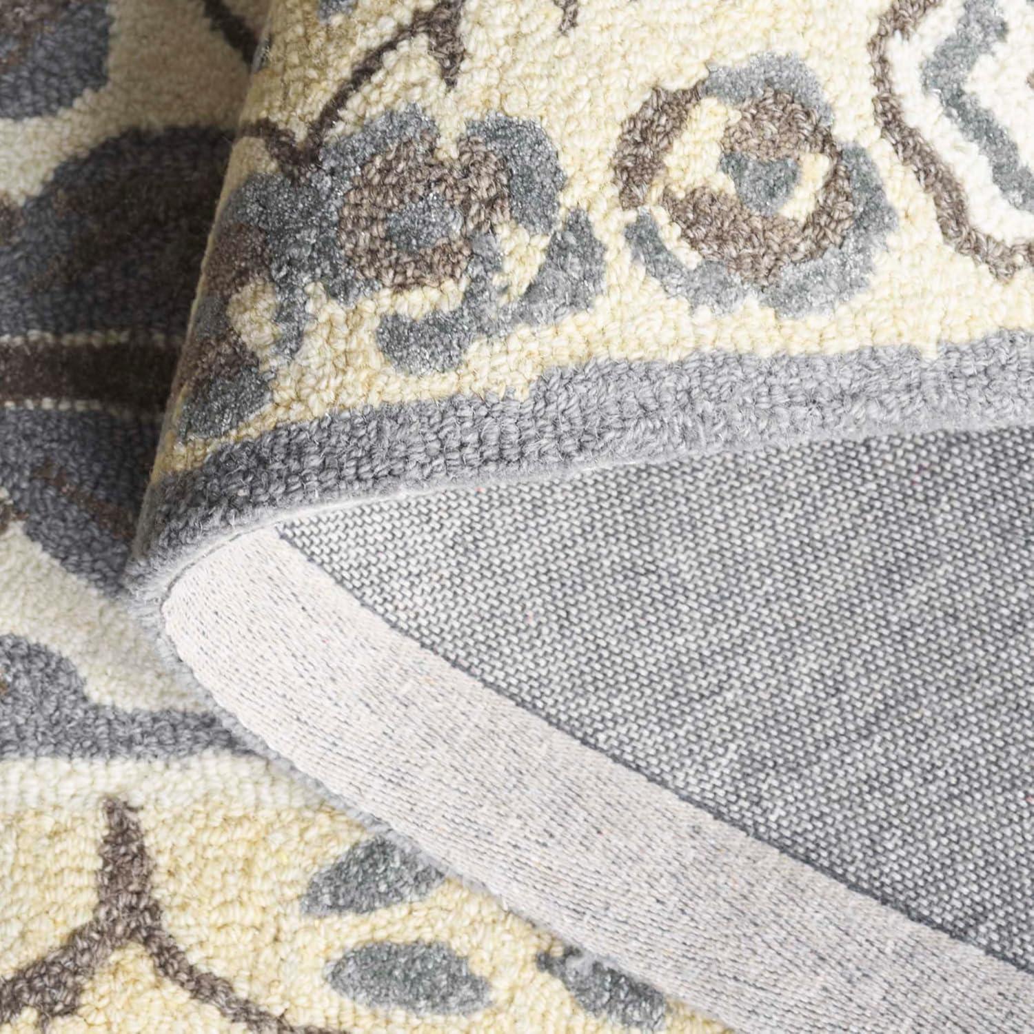 image:imageSAFAVIEH Area Rug 8x10 Earthly Treasures Collection Large Ivory amp Blue Handmade Wool amp Viscose Ideal for Living Room Bedroom Dining Space ET215MIvoryGrey