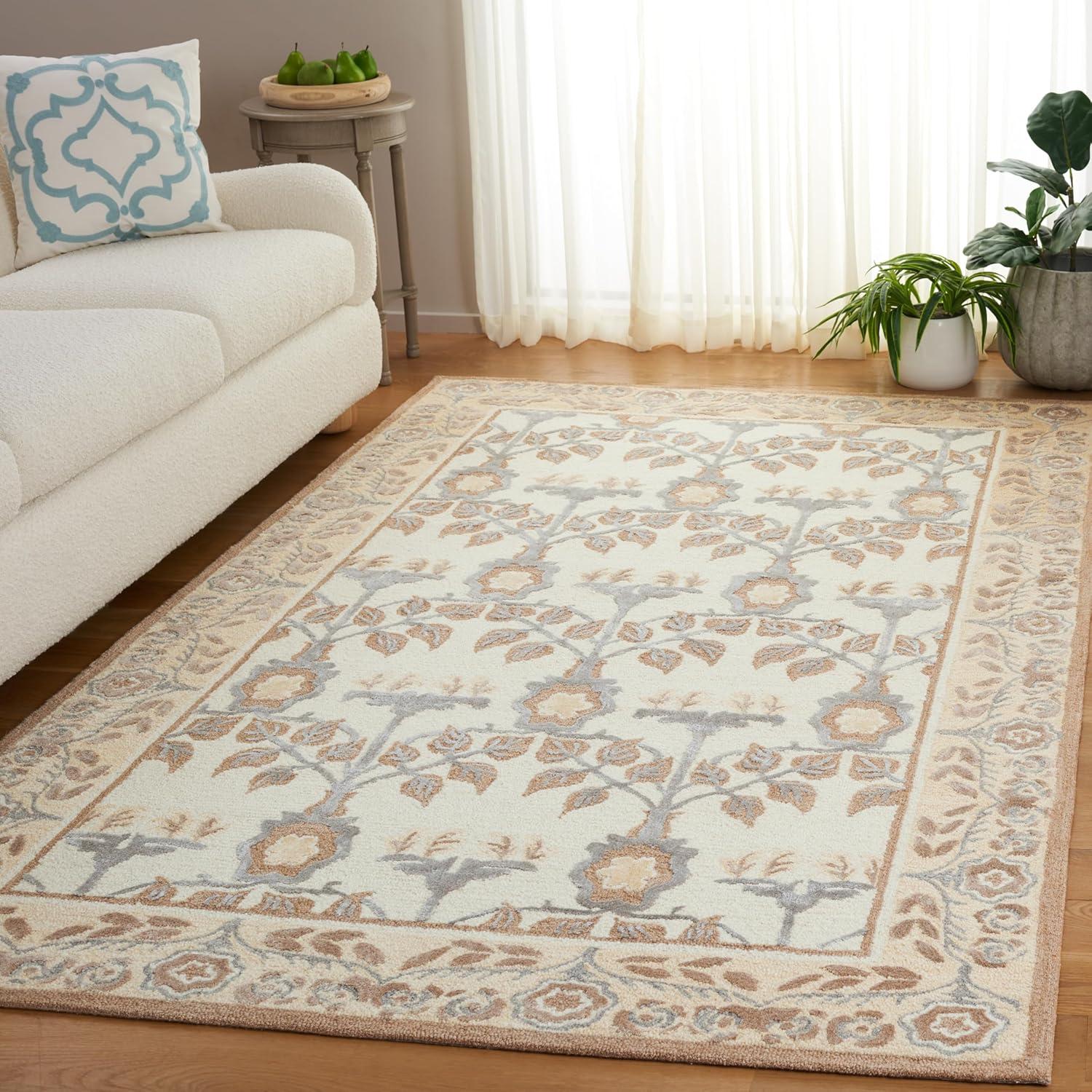 image:imageSAFAVIEH Area Rug 8x10 Earthly Treasures Collection Large Ivory amp Blue Handmade Wool amp Viscose Ideal for Living Room Bedroom Dining Space ET215MIvoryBeige
