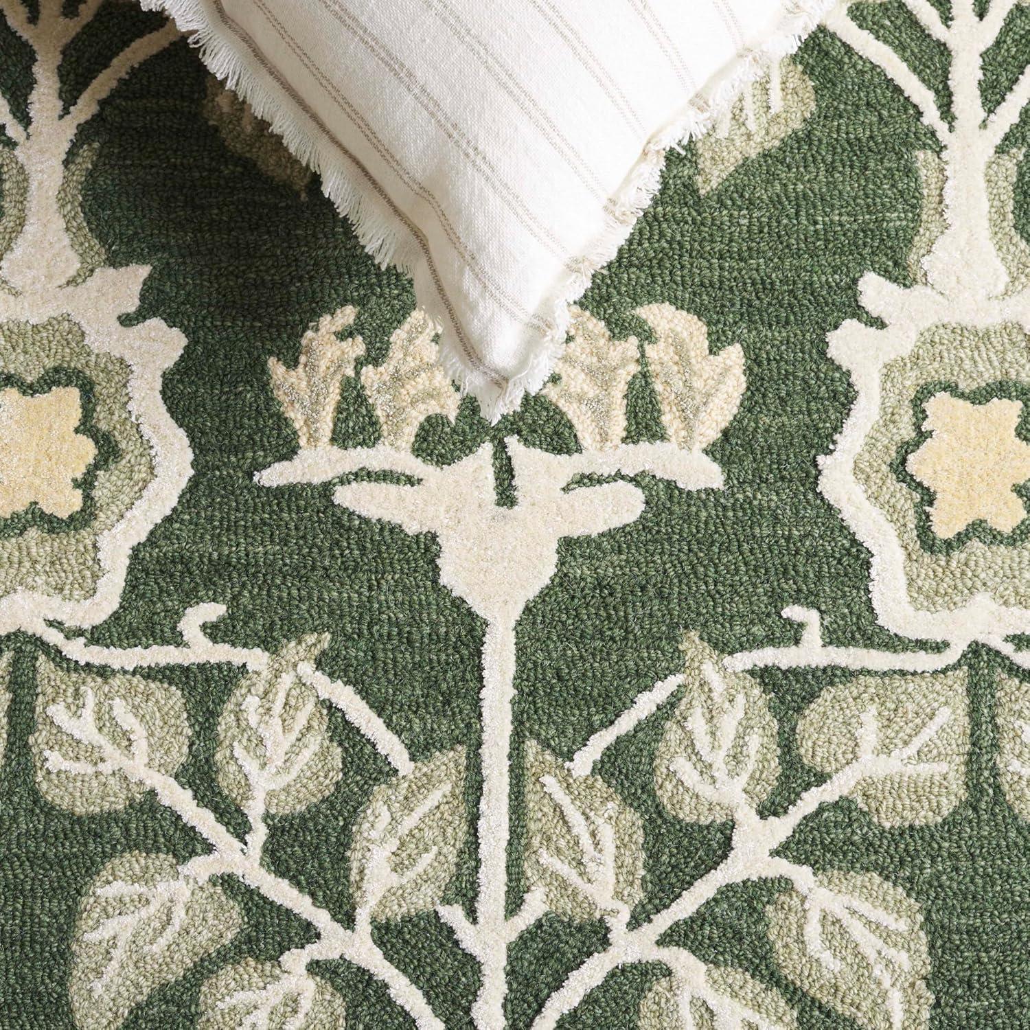 image:imageSAFAVIEH Area Rug 8x10 Earthly Treasures Collection Large Ivory amp Blue Handmade Wool amp Viscose Ideal for Living Room Bedroom Dining Space ET215MGreenIvory