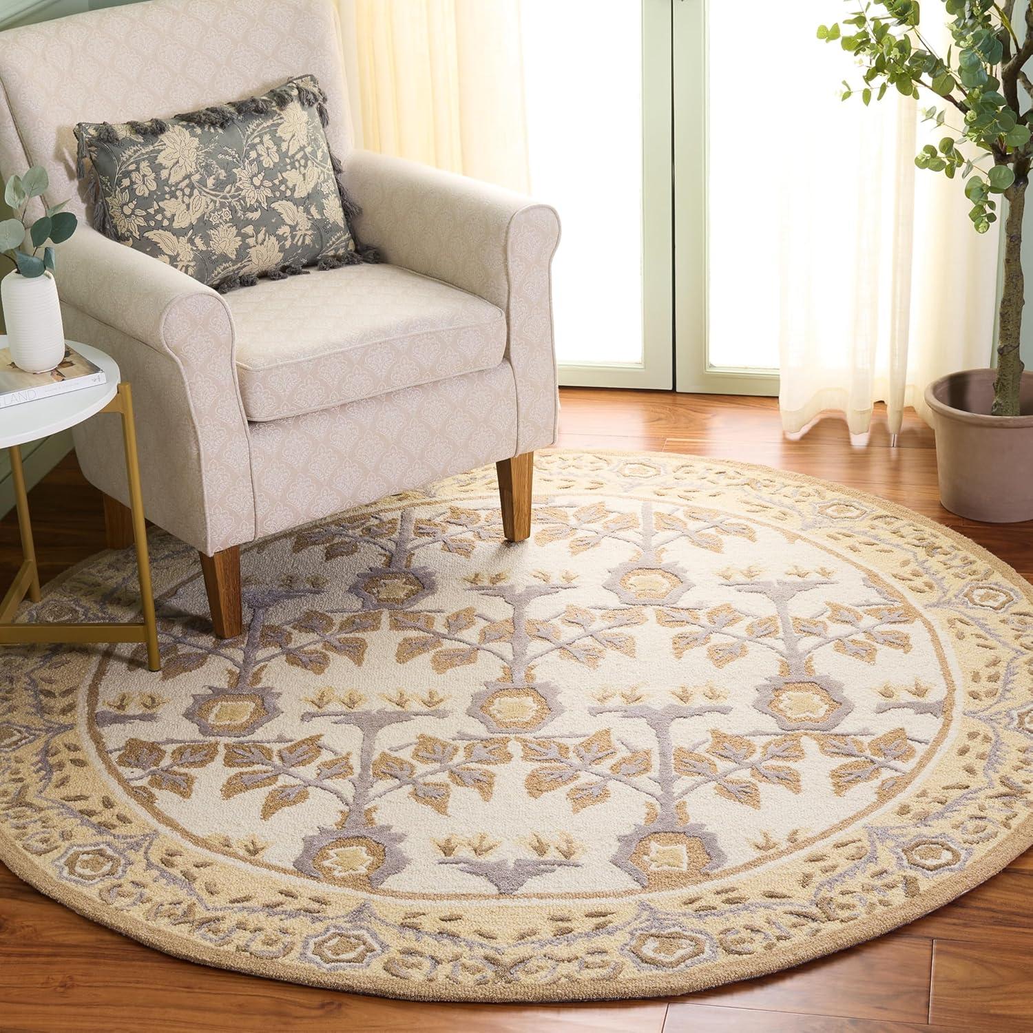 image:imageSAFAVIEH Area Rug 8x10 Earthly Treasures Collection Large Ivory amp Blue Handmade Wool amp Viscose Ideal for Living Room Bedroom Dining Space ET215MIvoryBeige