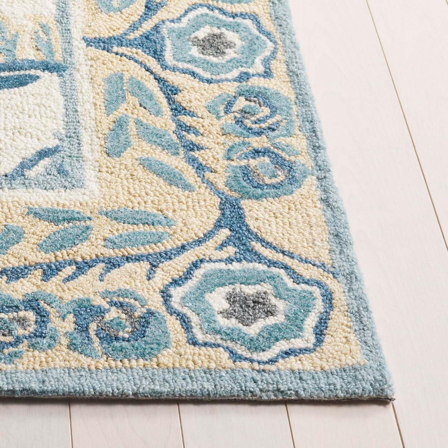 image:imageSAFAVIEH Area Rug 8x10 Earthly Treasures Collection Large Ivory amp Blue Handmade Wool amp Viscose Ideal for Living Room Bedroom Dining Space ET215MIvoryBlue