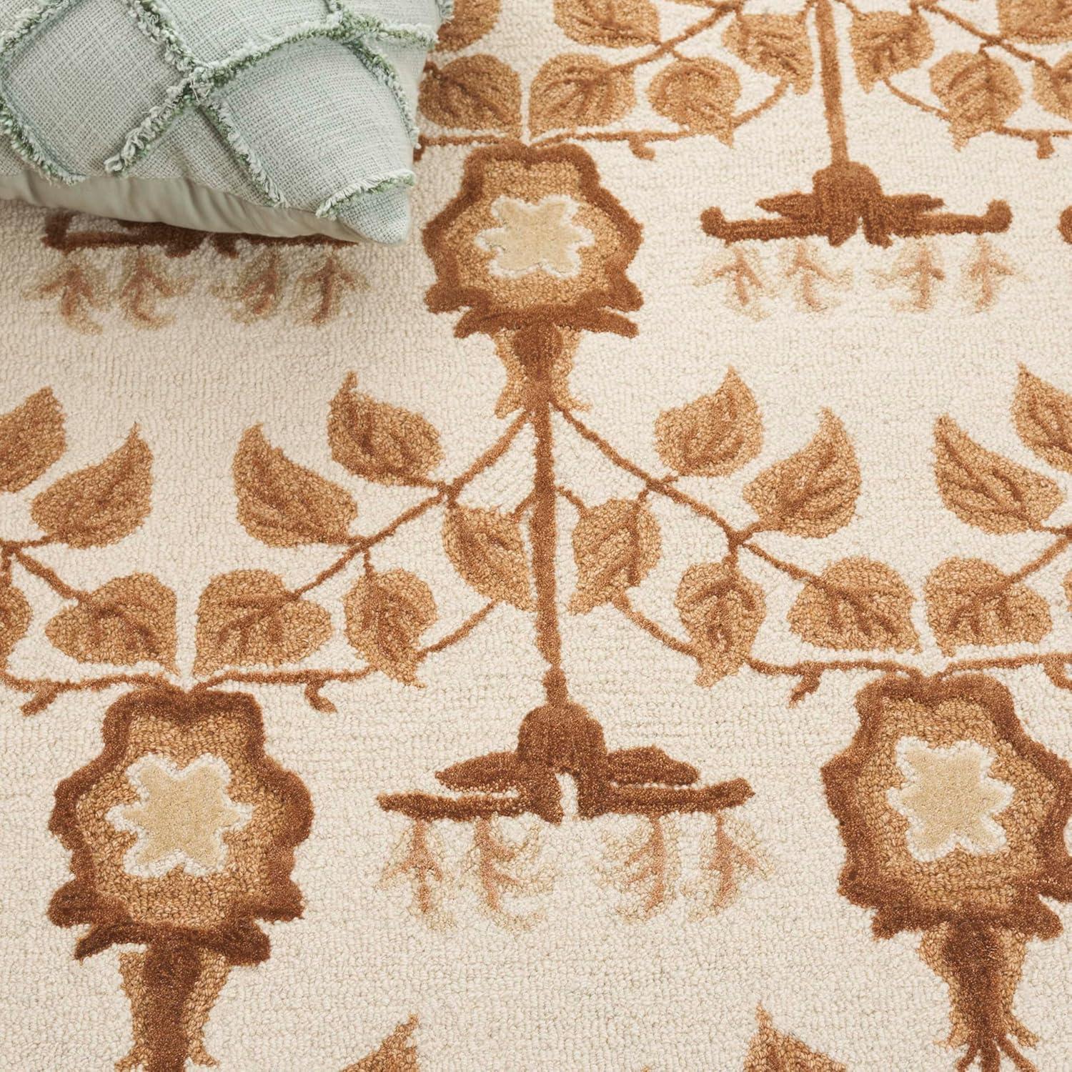image:imageSAFAVIEH Area Rug 8x10 Earthly Treasures Collection Large Ivory amp Blue Handmade Wool amp Viscose Ideal for Living Room Bedroom Dining Space ET215MIvoryBrown