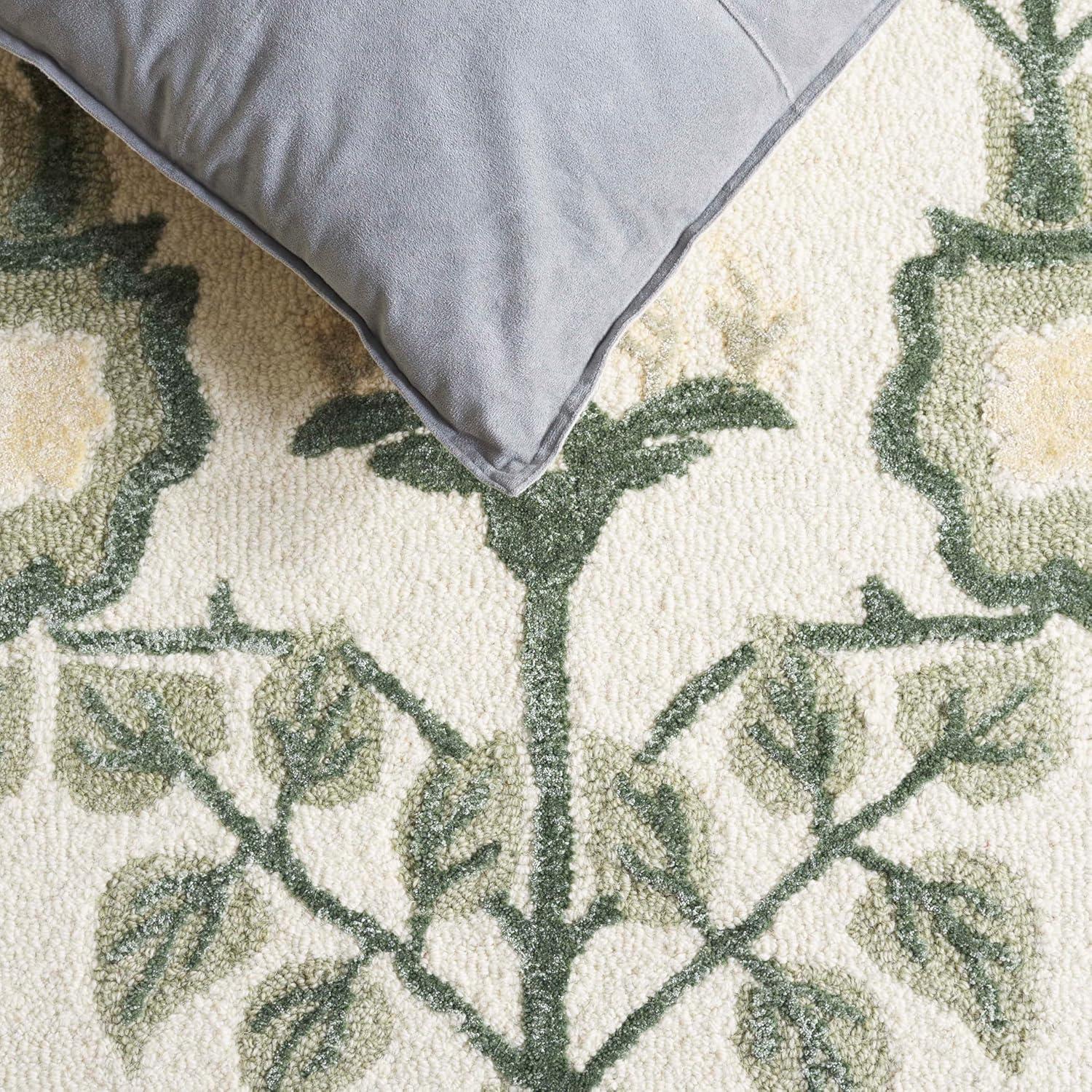 image:imageSAFAVIEH Area Rug 8x10 Earthly Treasures Collection Large Ivory amp Blue Handmade Wool amp Viscose Ideal for Living Room Bedroom Dining Space ET215MIvorySage