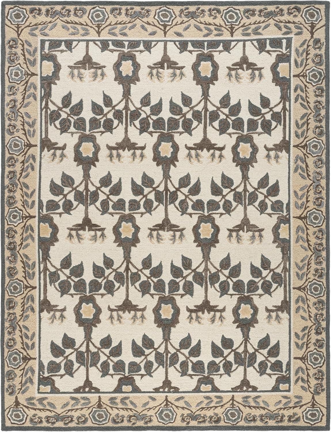 image:imageSAFAVIEH Area Rug 8x10 Earthly Treasures Collection Large Ivory amp Blue Handmade Wool amp Viscose Ideal for Living Room Bedroom Dining Space ET215MIvoryGrey