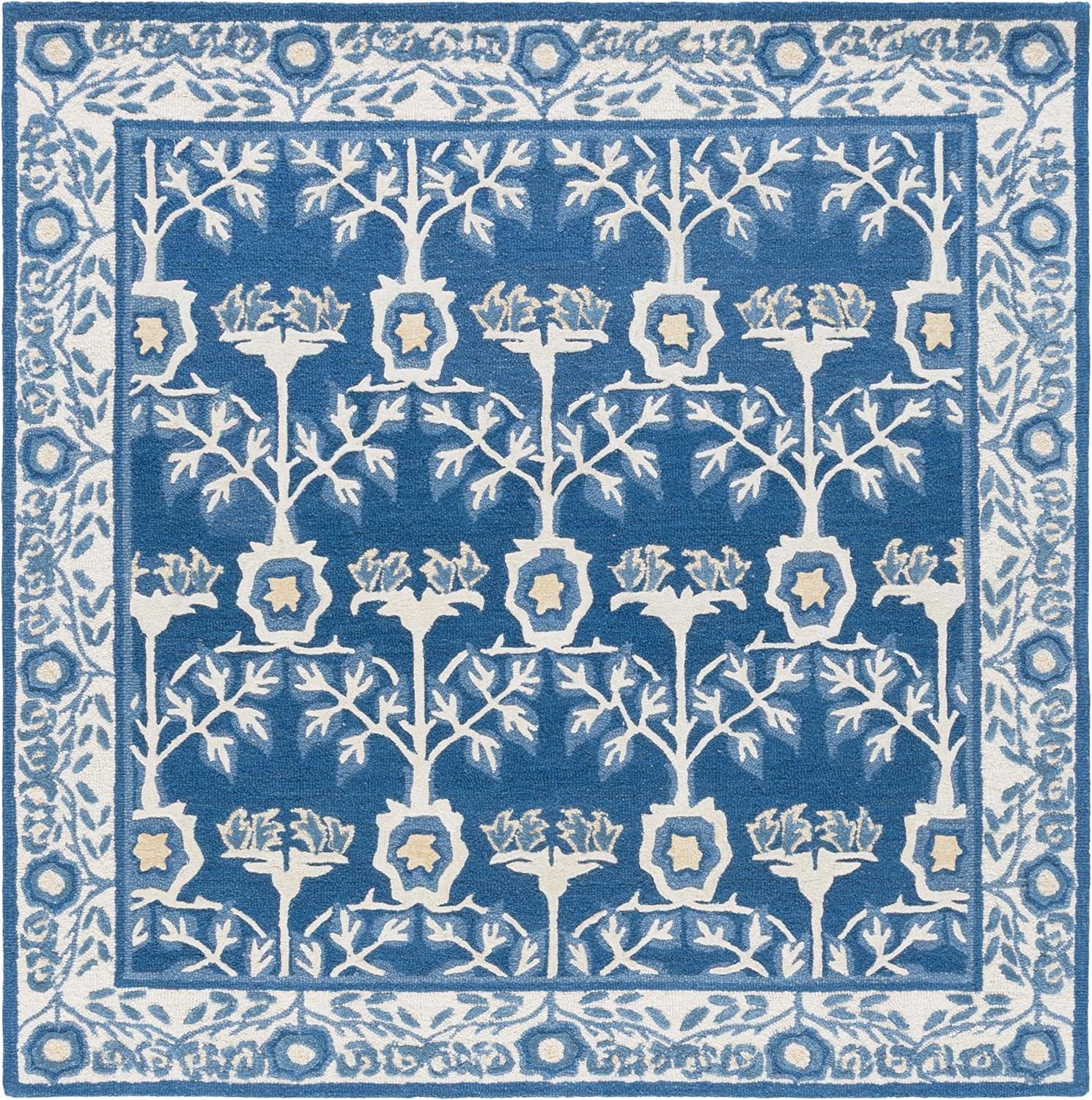 image:imageSAFAVIEH Area Rug 8x10 Earthly Treasures Collection Large Ivory amp Blue Handmade Wool amp Viscose Ideal for Living Room Bedroom Dining Space ET215MNavyIvory