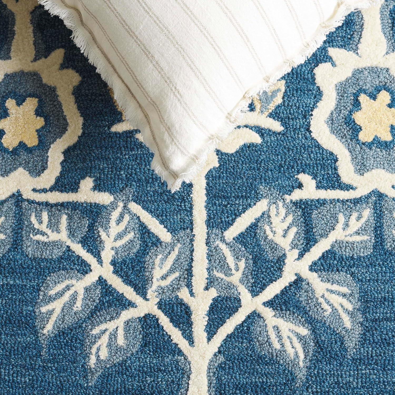 image:imageSAFAVIEH Area Rug 8x10 Earthly Treasures Collection Large Ivory amp Blue Handmade Wool amp Viscose Ideal for Living Room Bedroom Dining Space ET215MNavyIvory