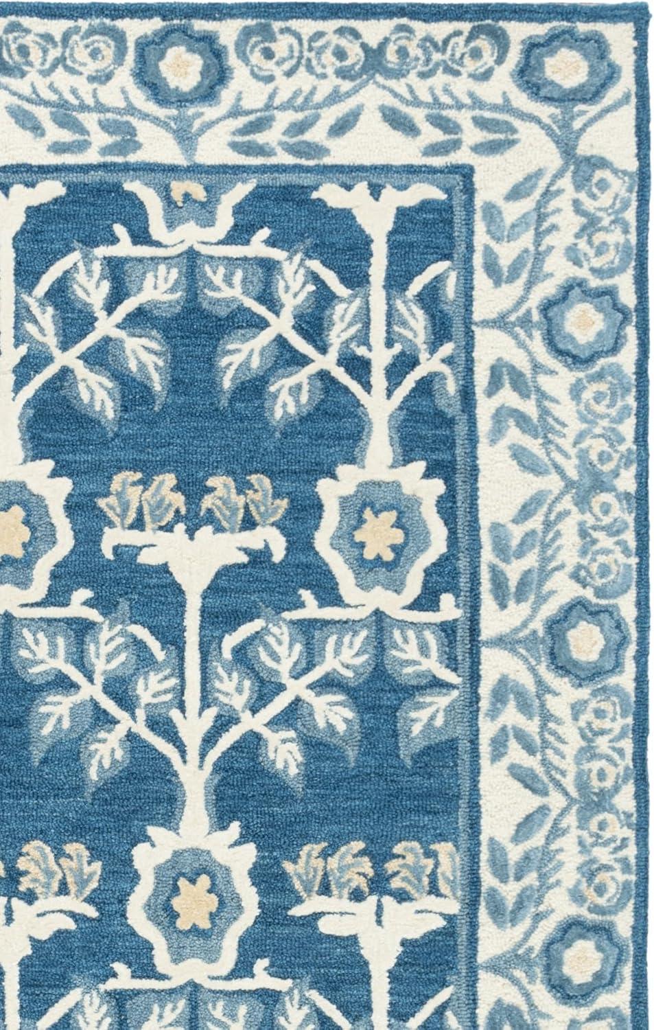 image:imageSAFAVIEH Area Rug 8x10 Earthly Treasures Collection Large Ivory amp Blue Handmade Wool amp Viscose Ideal for Living Room Bedroom Dining Space ET215MNavyIvory