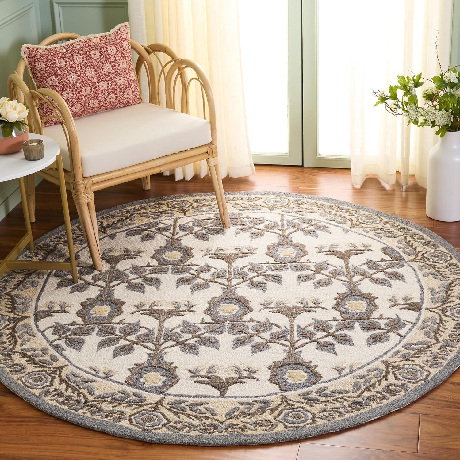 image:imageSAFAVIEH Area Rug 8x10 Earthly Treasures Collection Large Ivory amp Blue Handmade Wool amp Viscose Ideal for Living Room Bedroom Dining Space ET215MIvoryGrey