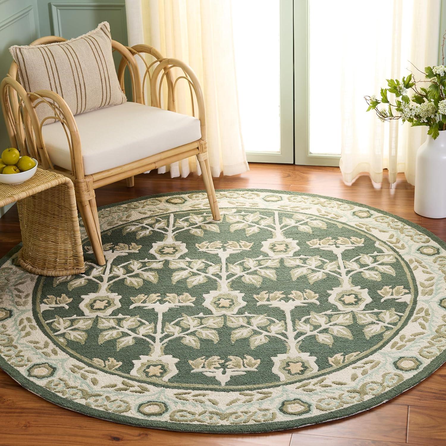 image:imageSAFAVIEH Area Rug 8x10 Earthly Treasures Collection Large Ivory amp Blue Handmade Wool amp Viscose Ideal for Living Room Bedroom Dining Space ET215MGreenIvory