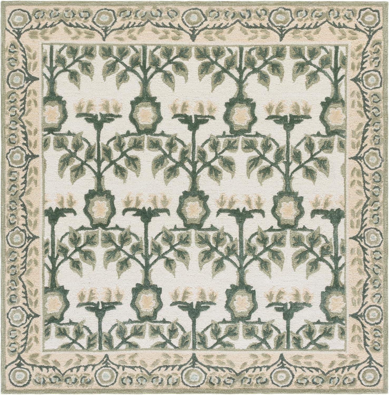 image:imageSAFAVIEH Area Rug 8x10 Earthly Treasures Collection Large Ivory amp Blue Handmade Wool amp Viscose Ideal for Living Room Bedroom Dining Space ET215MIvorySage