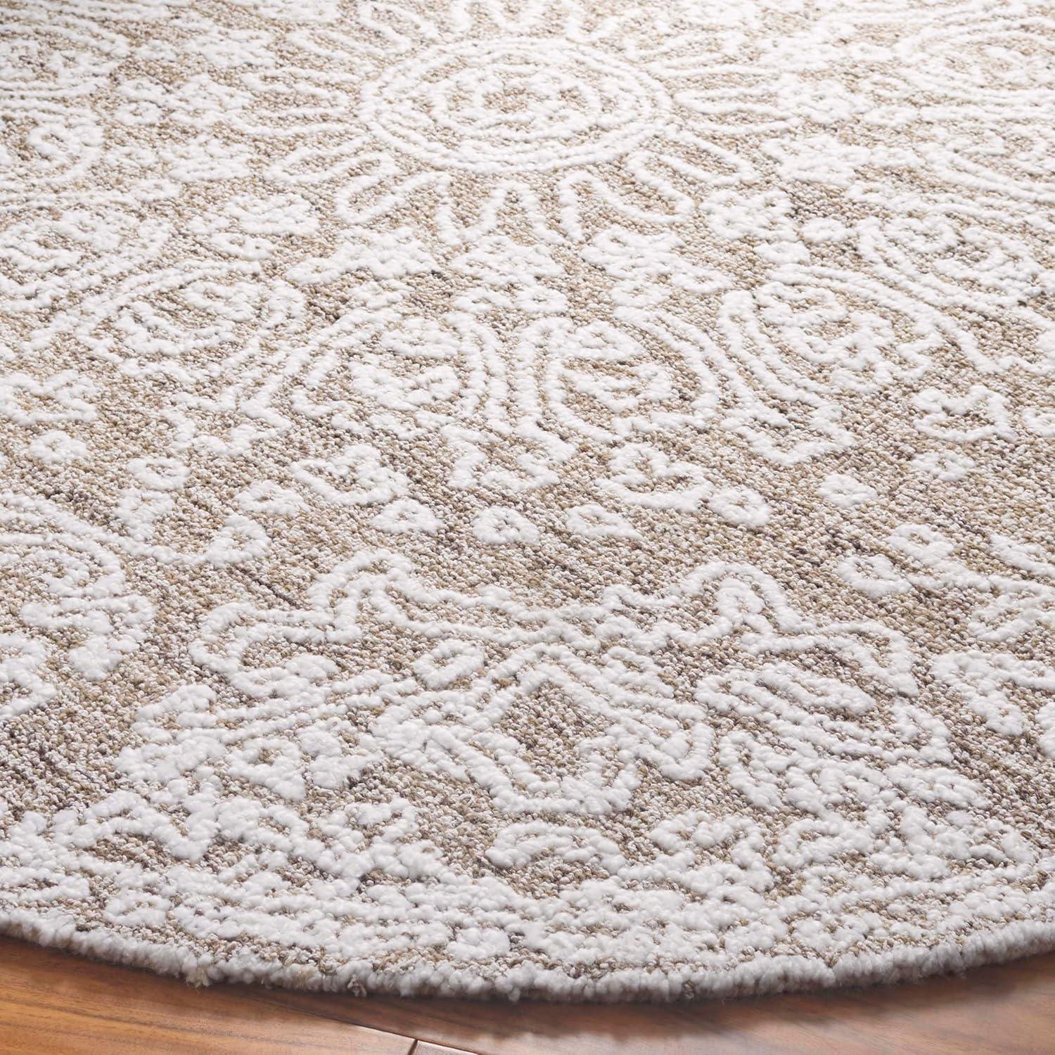 image:imageSAFAVIEH Area Rug 8x10 Ebony Collection Large Ivory amp Brown Traditional Design Ideal for Living Room Bedroom Office Dining Space EBN211TIvoryBrown