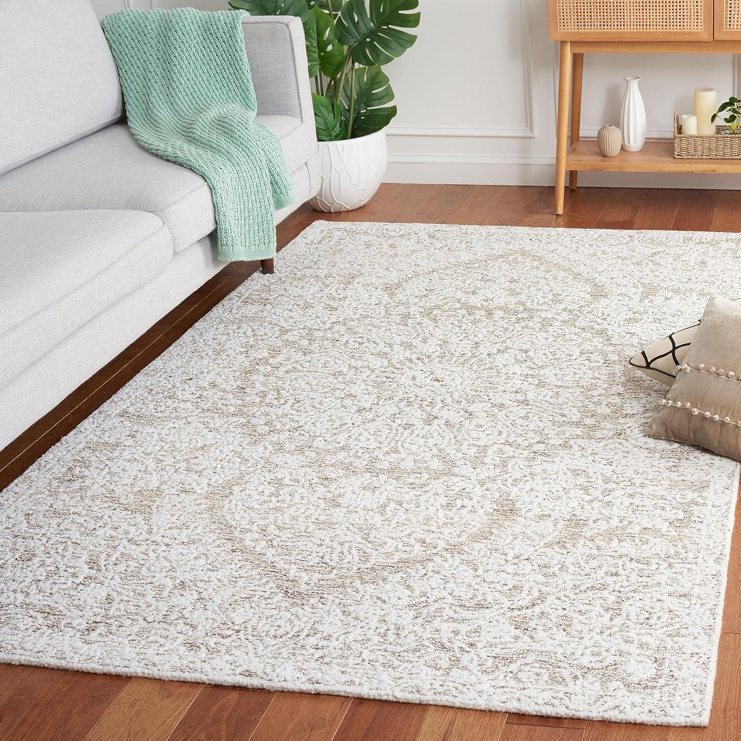 image:imageSAFAVIEH Area Rug 8x10 Ebony Collection Large Ivory amp Brown Traditional Design Ideal for Living Room Bedroom Office Dining Space EBN211TIvoryBrown