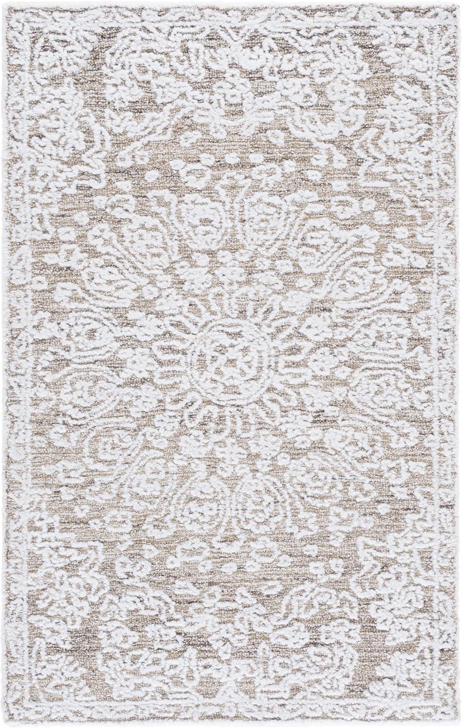 image:imageSAFAVIEH Area Rug 8x10 Ebony Collection Large Ivory amp Brown Traditional Design Ideal for Living Room Bedroom Office Dining Space EBN211TIvoryBrown