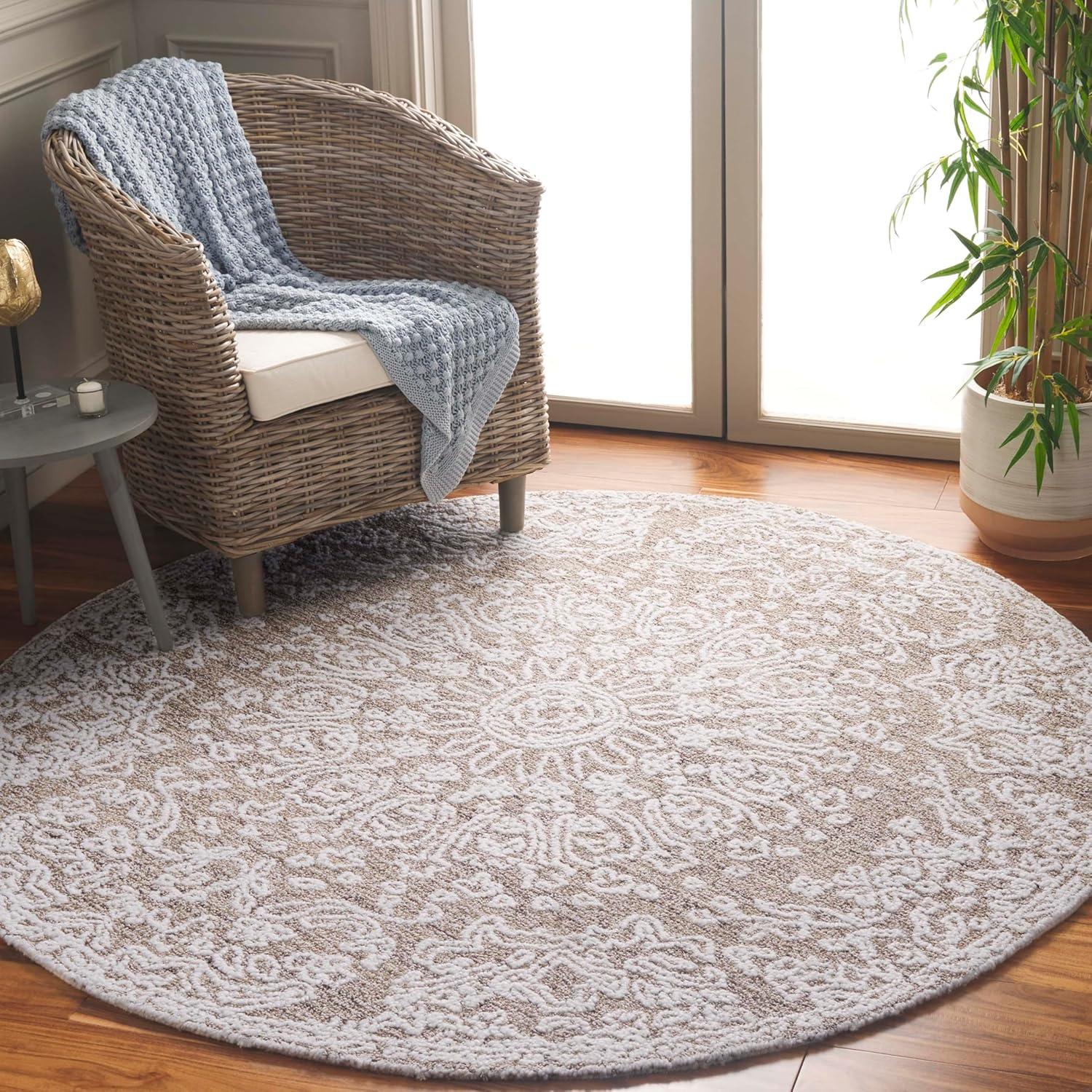 image:imageSAFAVIEH Area Rug 8x10 Ebony Collection Large Ivory amp Brown Traditional Design Ideal for Living Room Bedroom Office Dining Space EBN211TIvoryBrown