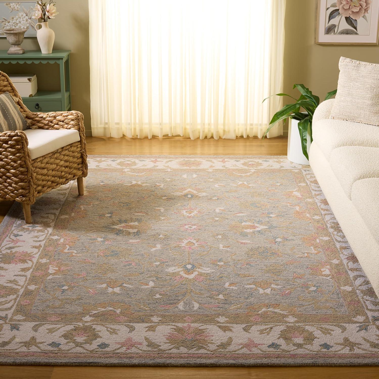 image:imageSAFAVIEH Area Rug 8x10 Heritage Collection Large Light Blue amp Ivory Handmade Wool Ideal for Living Room Bedroom Dining Space HG125MGreyIvory
