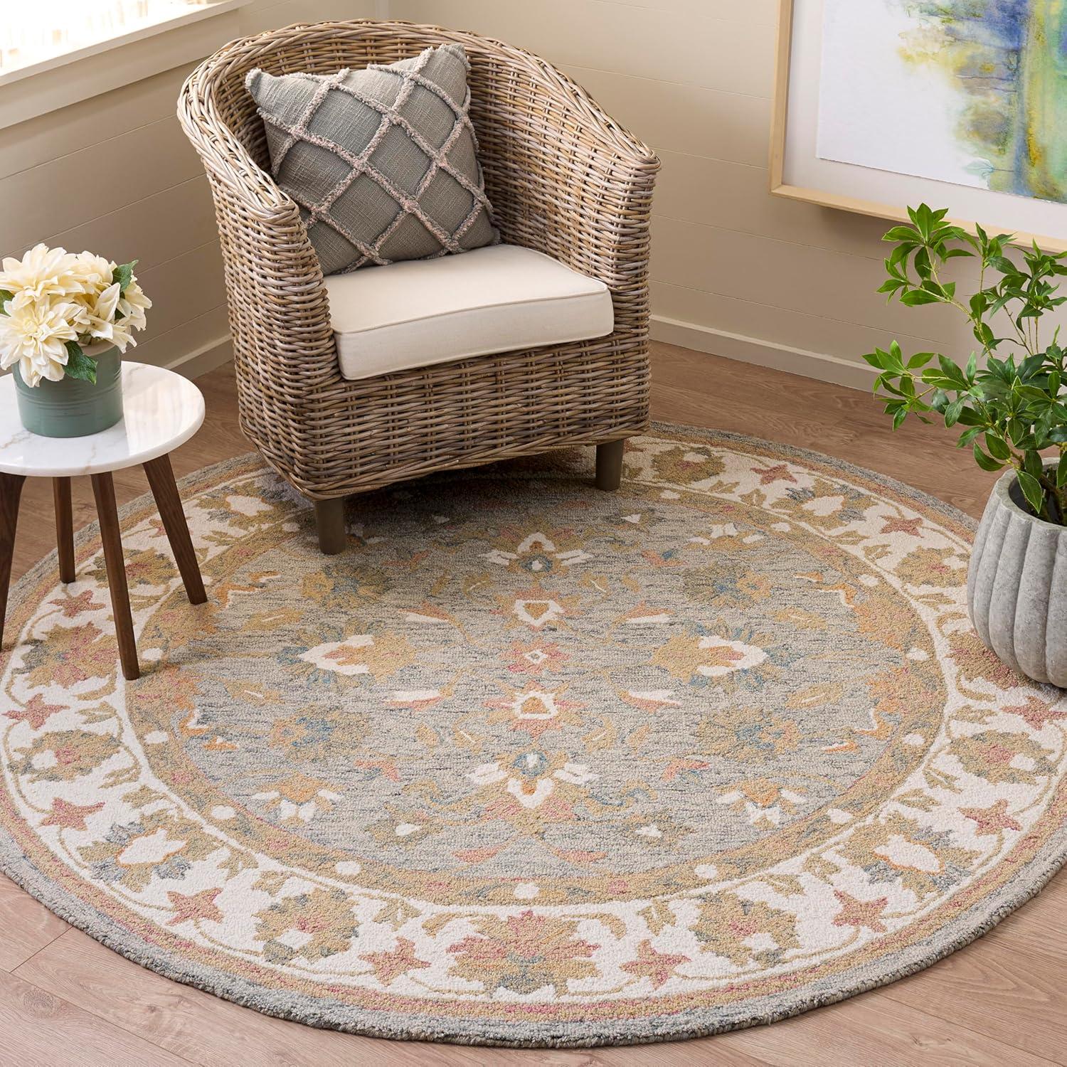 image:imageSAFAVIEH Area Rug 8x10 Heritage Collection Large Light Blue amp Ivory Handmade Wool Ideal for Living Room Bedroom Dining Space HG125MGreyIvory
