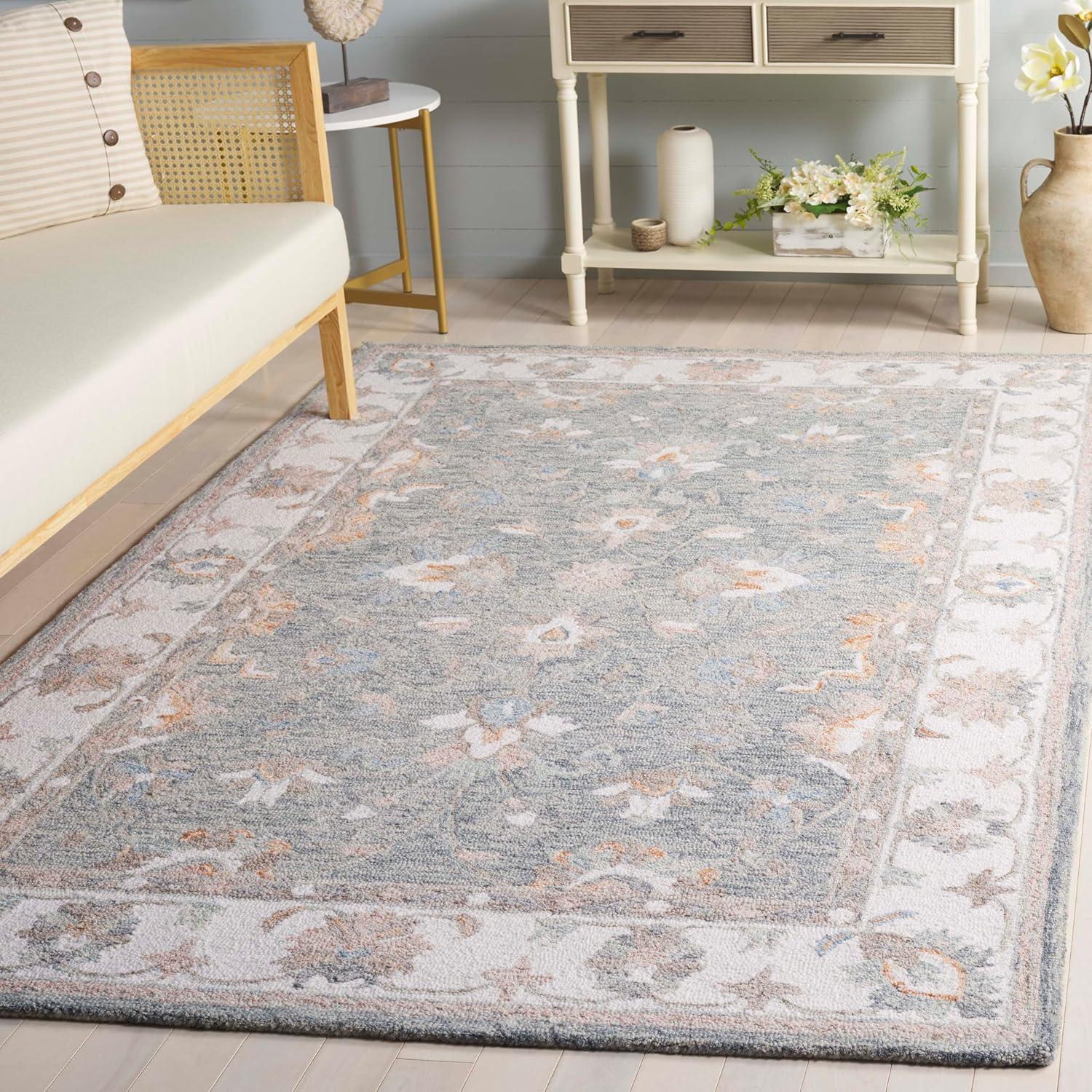 image:imageSAFAVIEH Area Rug 8x10 Heritage Collection Large Light Blue amp Ivory Handmade Wool Ideal for Living Room Bedroom Dining Space HG125MGreyIvory