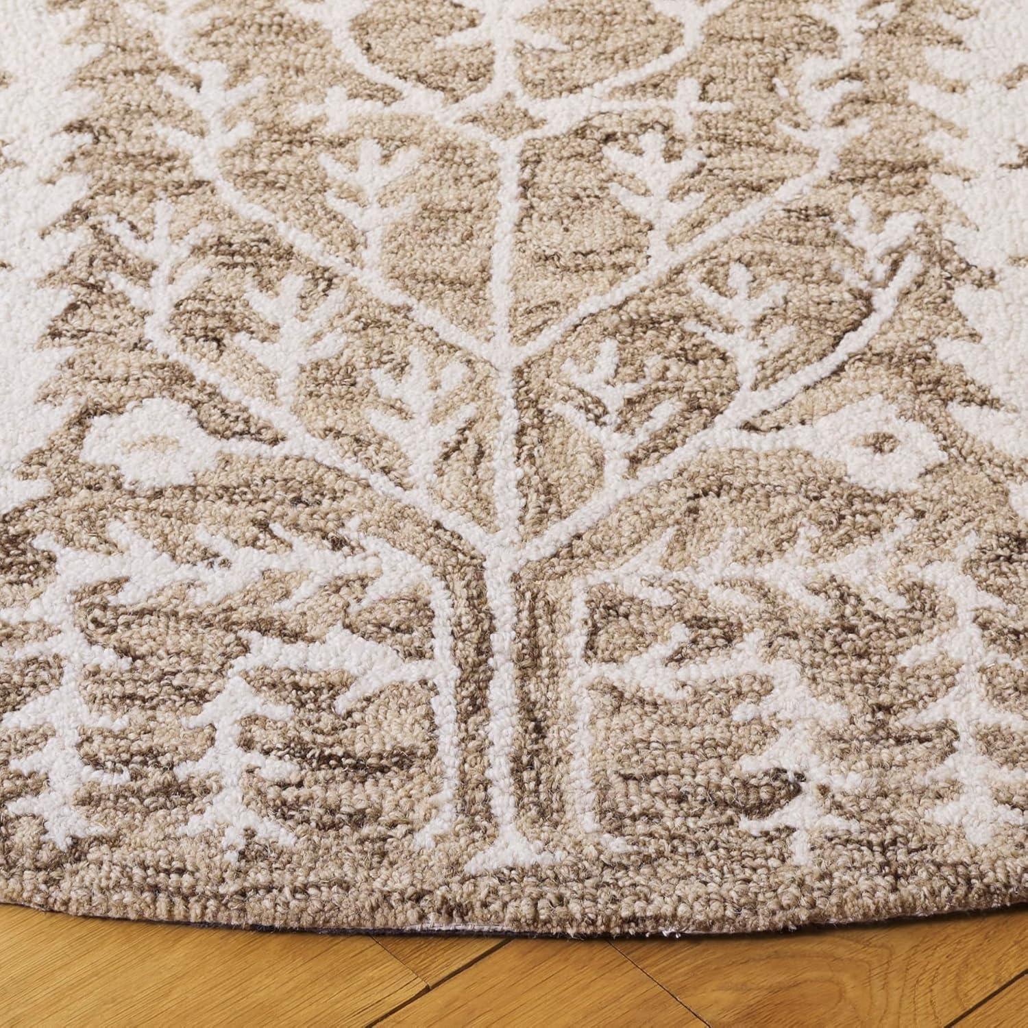 image:imageSAFAVIEH Area Rug 8x10 Jardin Collection Large Purple amp Ivory Handmade Wool Floral Design Ideal for Living Room Bedroom Office Dining Space JAR852VLight BrownIvory